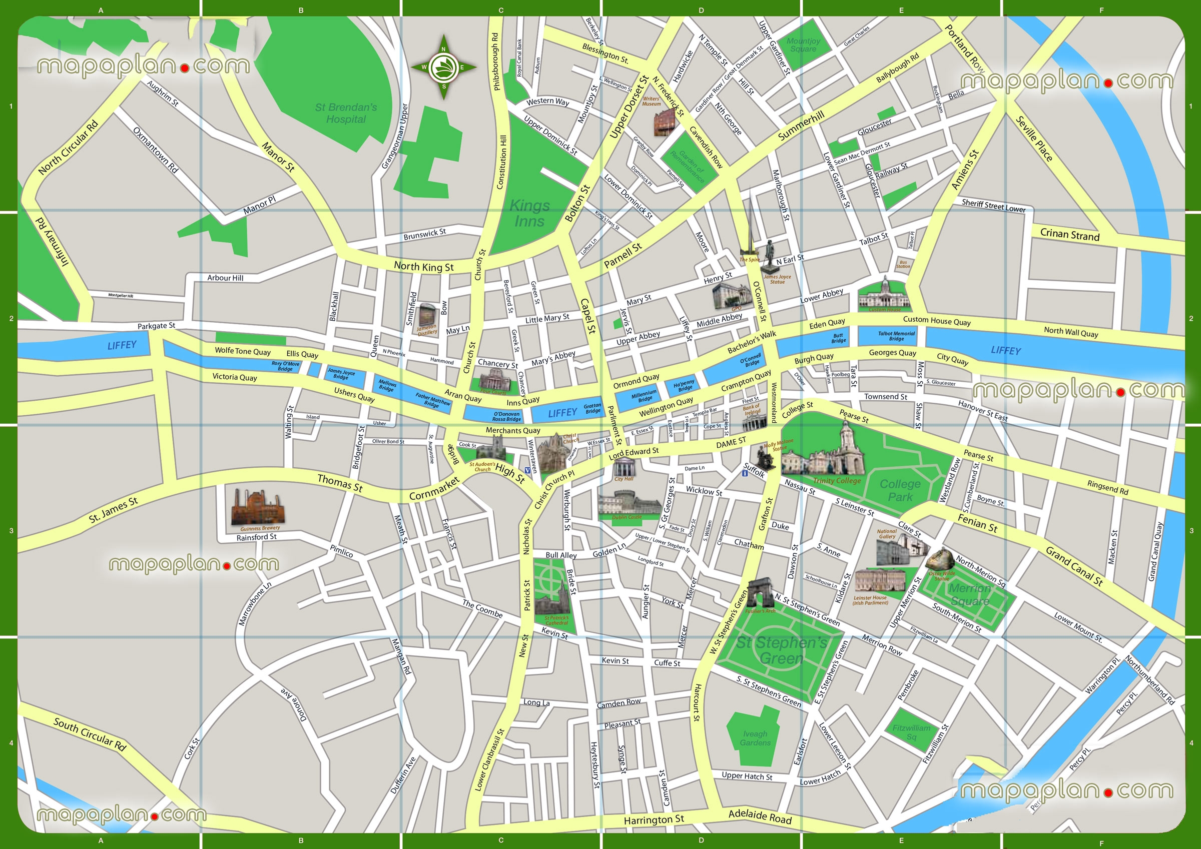 Dublin Tourist Map Printable