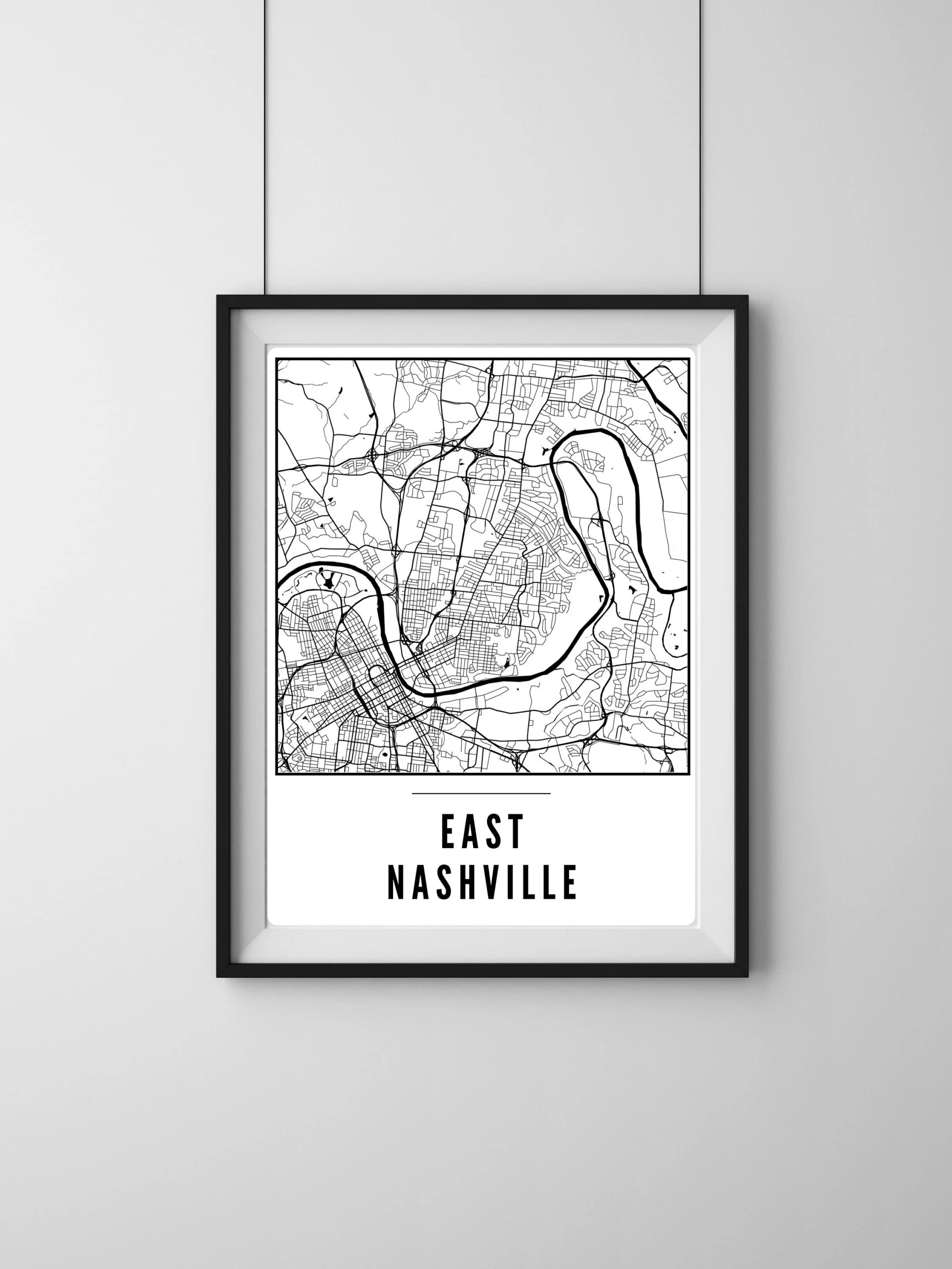 East Nashville Map Print East Nashville Street Map Poster East Nashville Tennessee Modern Home Decor Etsy