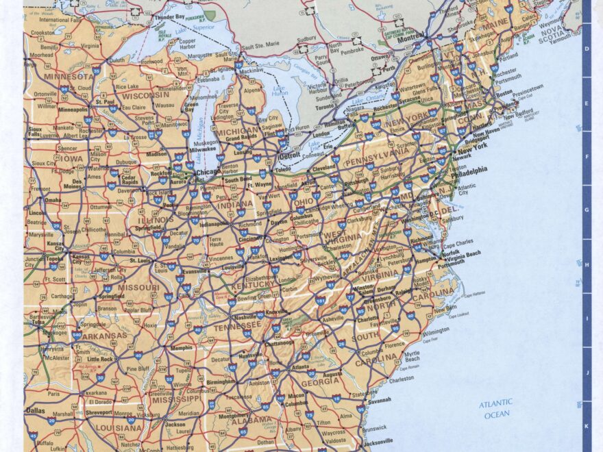 Eastern Coast USA Map Map Of East Coast USA States With Cities Worksheets Library