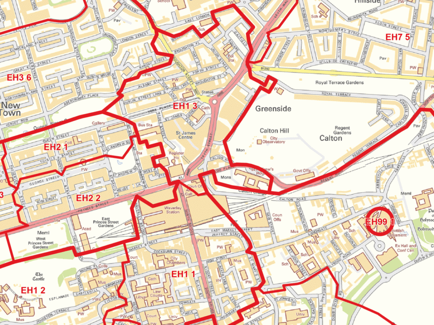 Edinburgh City Centre Postcode Sector Map C6 GeoPDF XYZ Maps