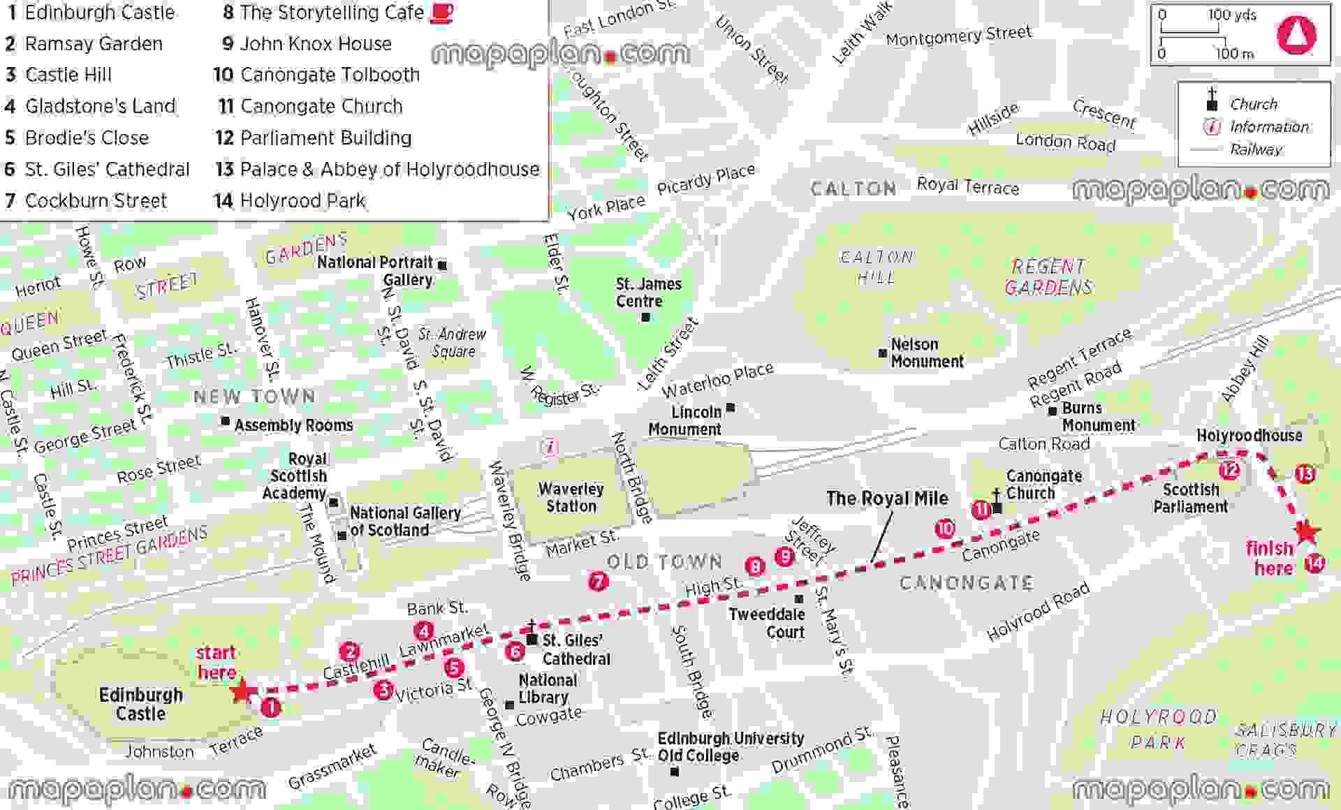Printable Edinburgh Royal Mile Walk Map Printable Printable Edinburgh Royal Mile Walk Map Printable