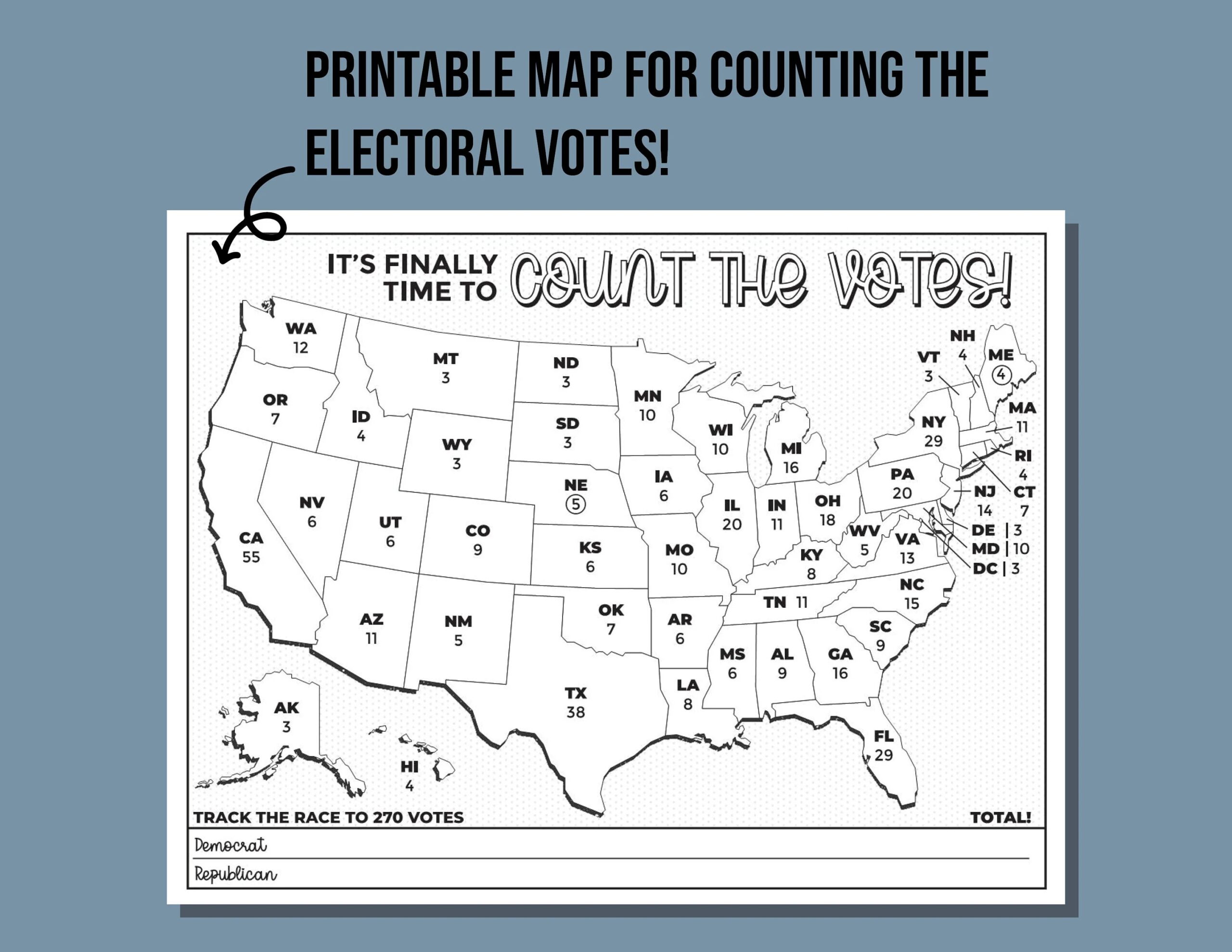 Blank Electoral Map Printable