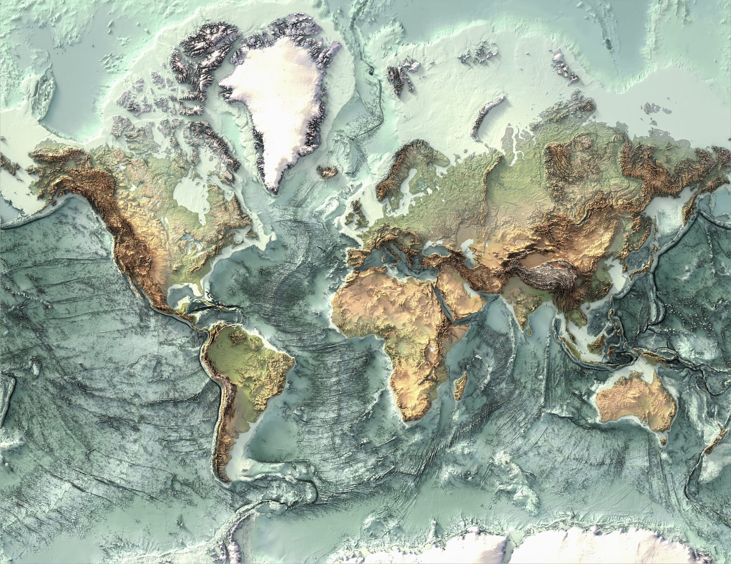 Elevation Map Of The World 4 Topography Wall Decor Map Art Print Etsy