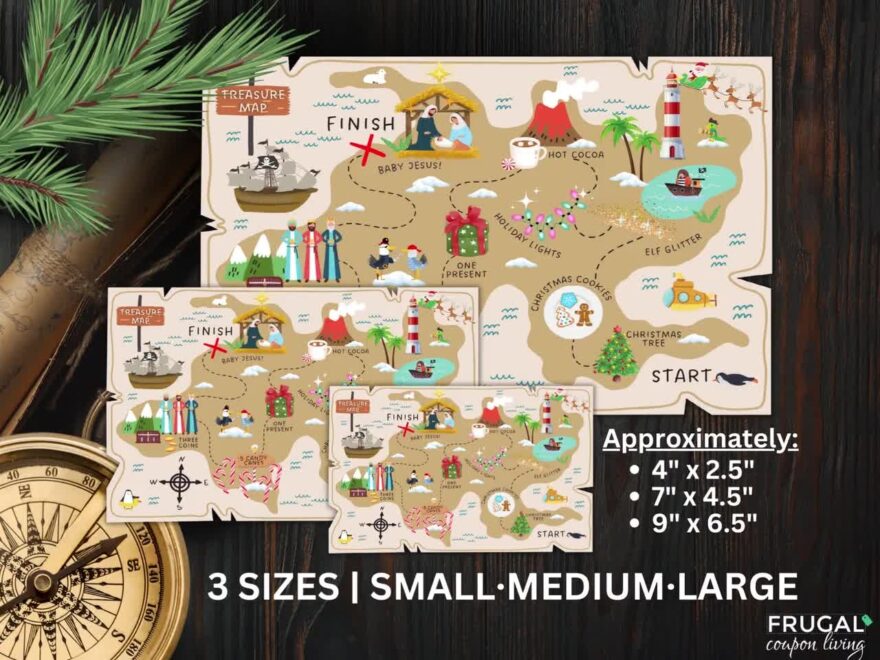 Elf Treasure Map For Kids Christmas Treasure Hunt Printable Super Cute Treasure Map Printable Elf 3 Sizes Christmas Treasure Hunt Etsy