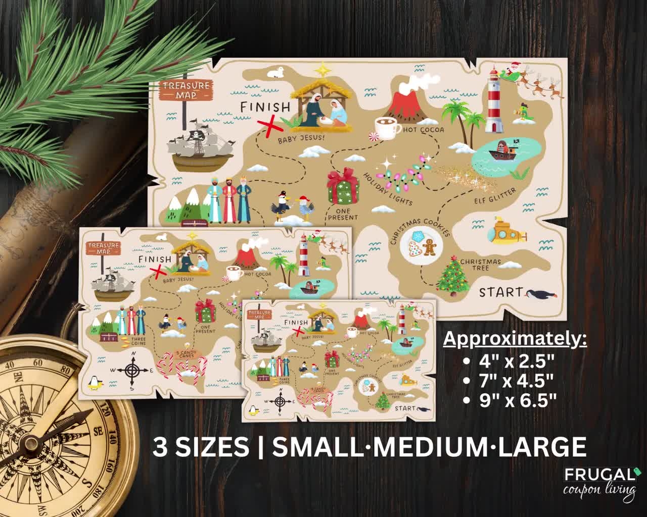 Elf Treasure Map For Kids Christmas Treasure Hunt Printable Super Cute Treasure Map Printable Elf 3 Sizes Christmas Treasure Hunt Etsy