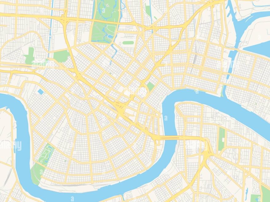 Empty Vector Map Of New Orleans Louisiana USA Printable Road Map Created In Classic Web Colors For Infographic Backgrounds Stock Vector Image Art Alamy