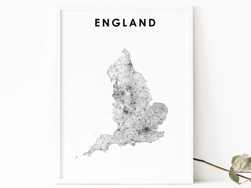 England Map Print Road Map Art Poster UK United Kingdom Britain London Map Art Nursery Room Wall Office Decor Printable Map Etsy