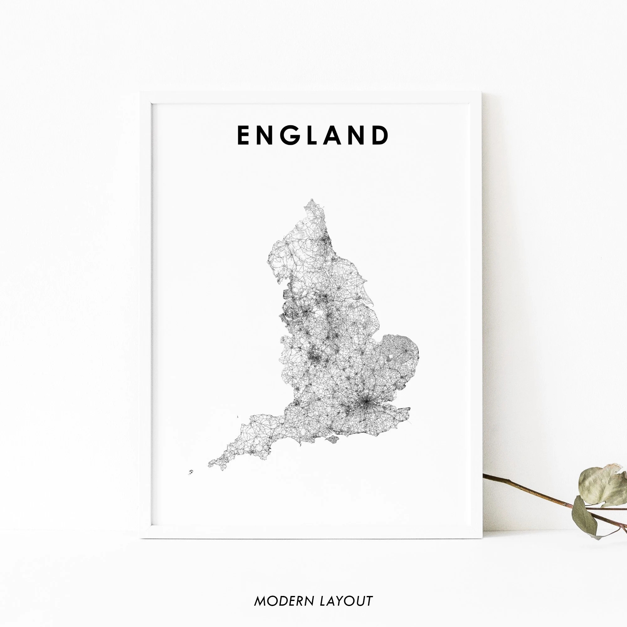 England Map Print Road Map Art Poster UK United Kingdom Britain London Map Art Nursery Room Wall Office Decor Printable Map Etsy