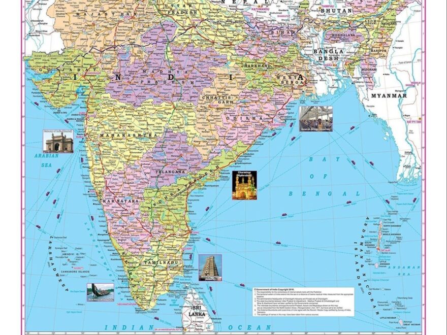 English Laminated Paper India Political Map Size A4 At 55 piece In Jaipur