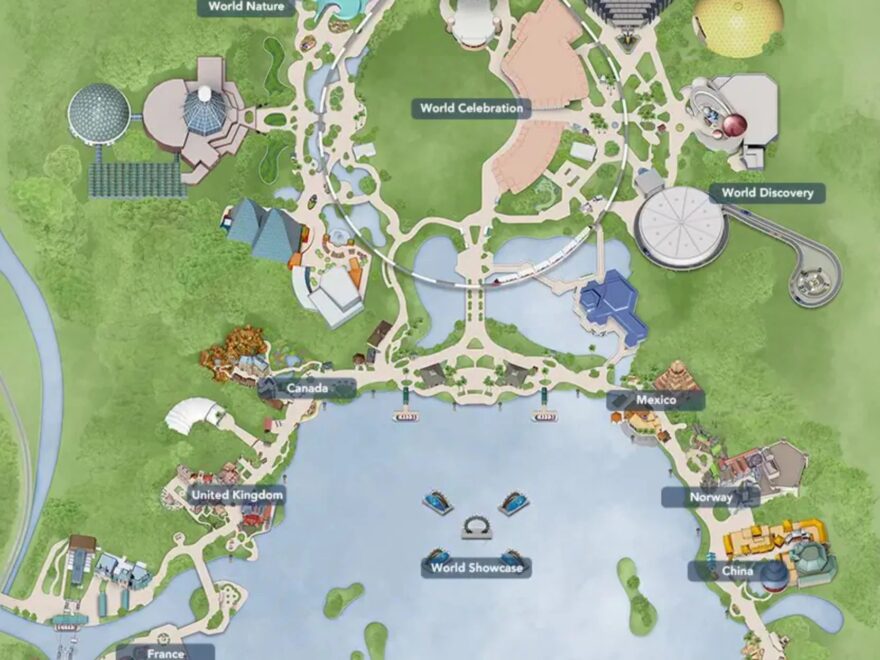 EPCOT Center Park Map Lands Pavilions And Resorts Etsy