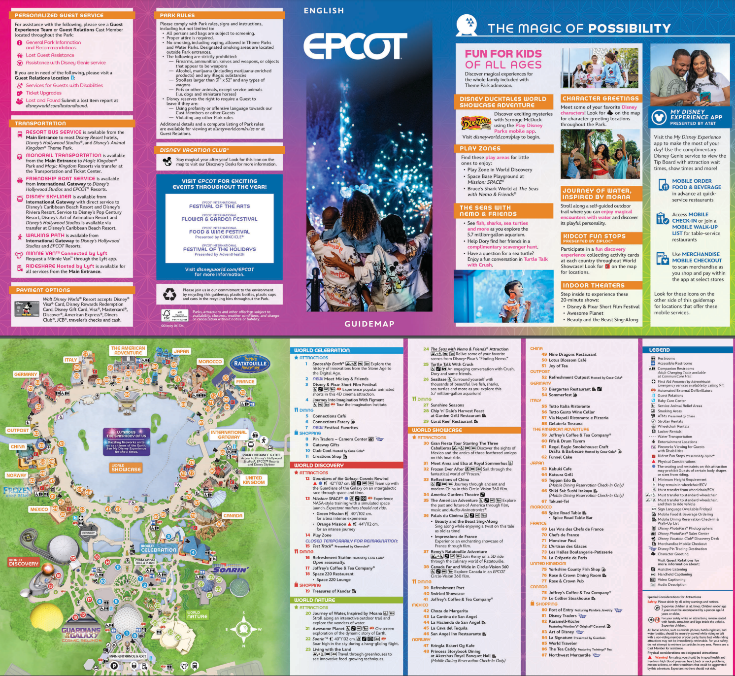 Best Printable Epcot Map