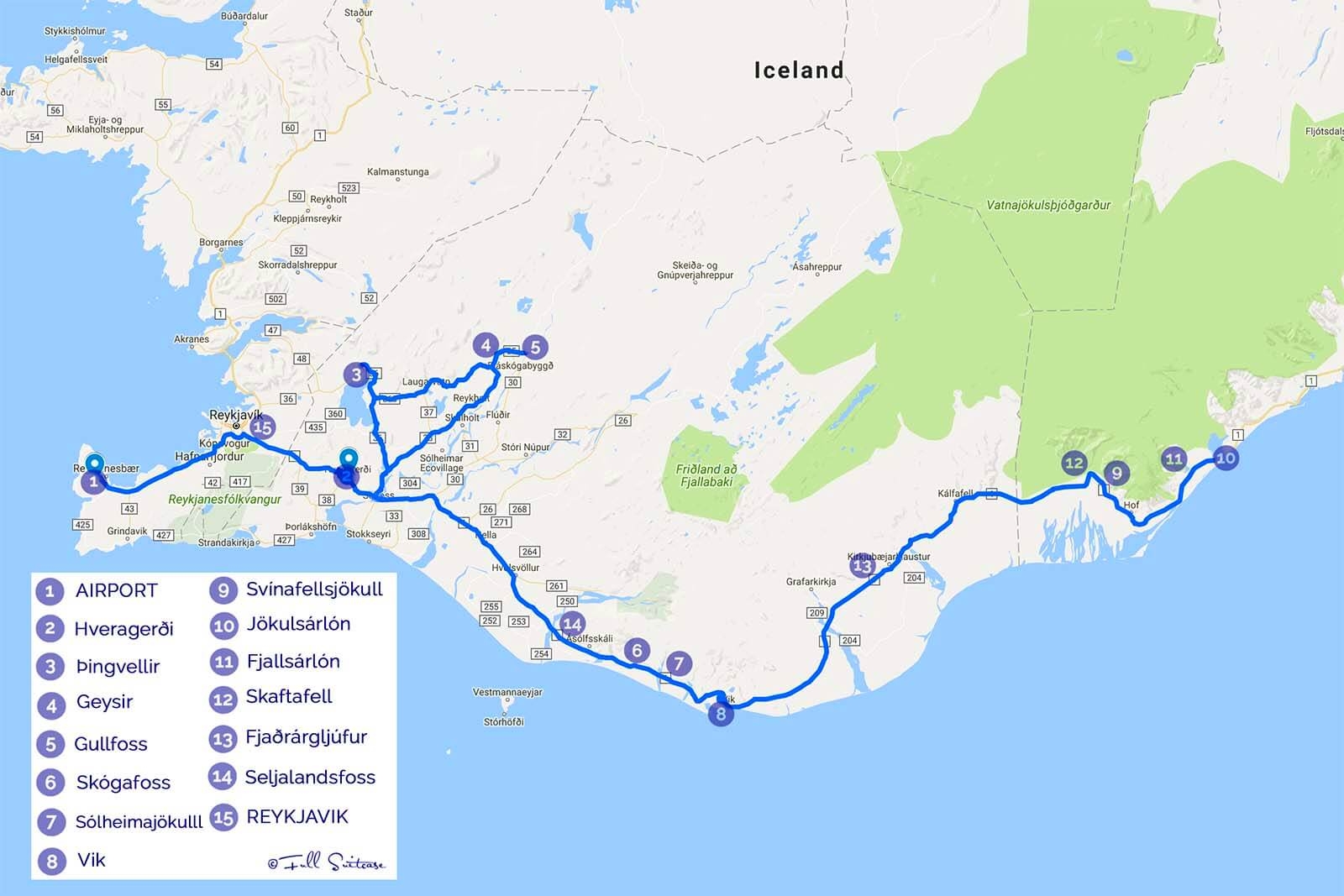 Epic Iceland Winter Trip Itinerary For One Week Map Printable Pdf 