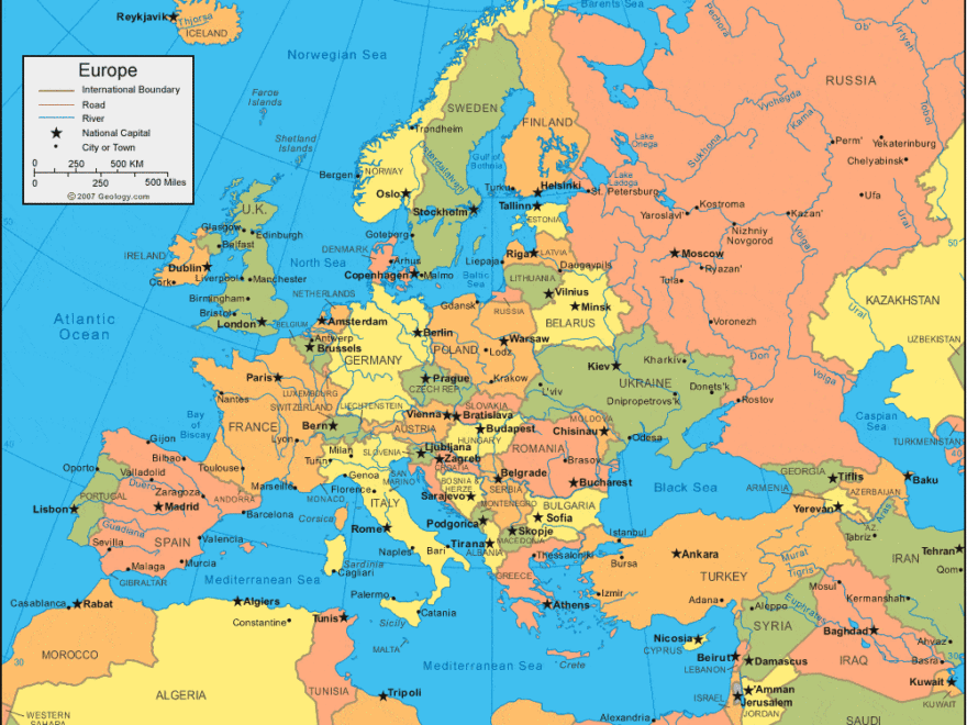 Europe Map And Satellite Image