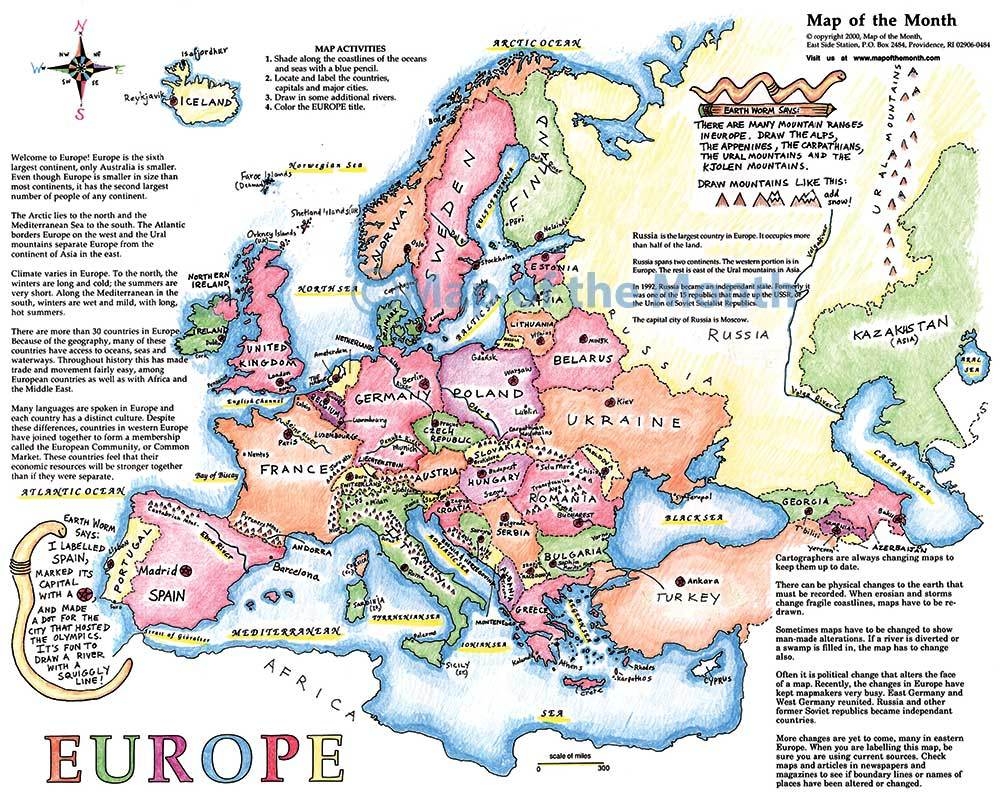 Europe Map For Kids Printable