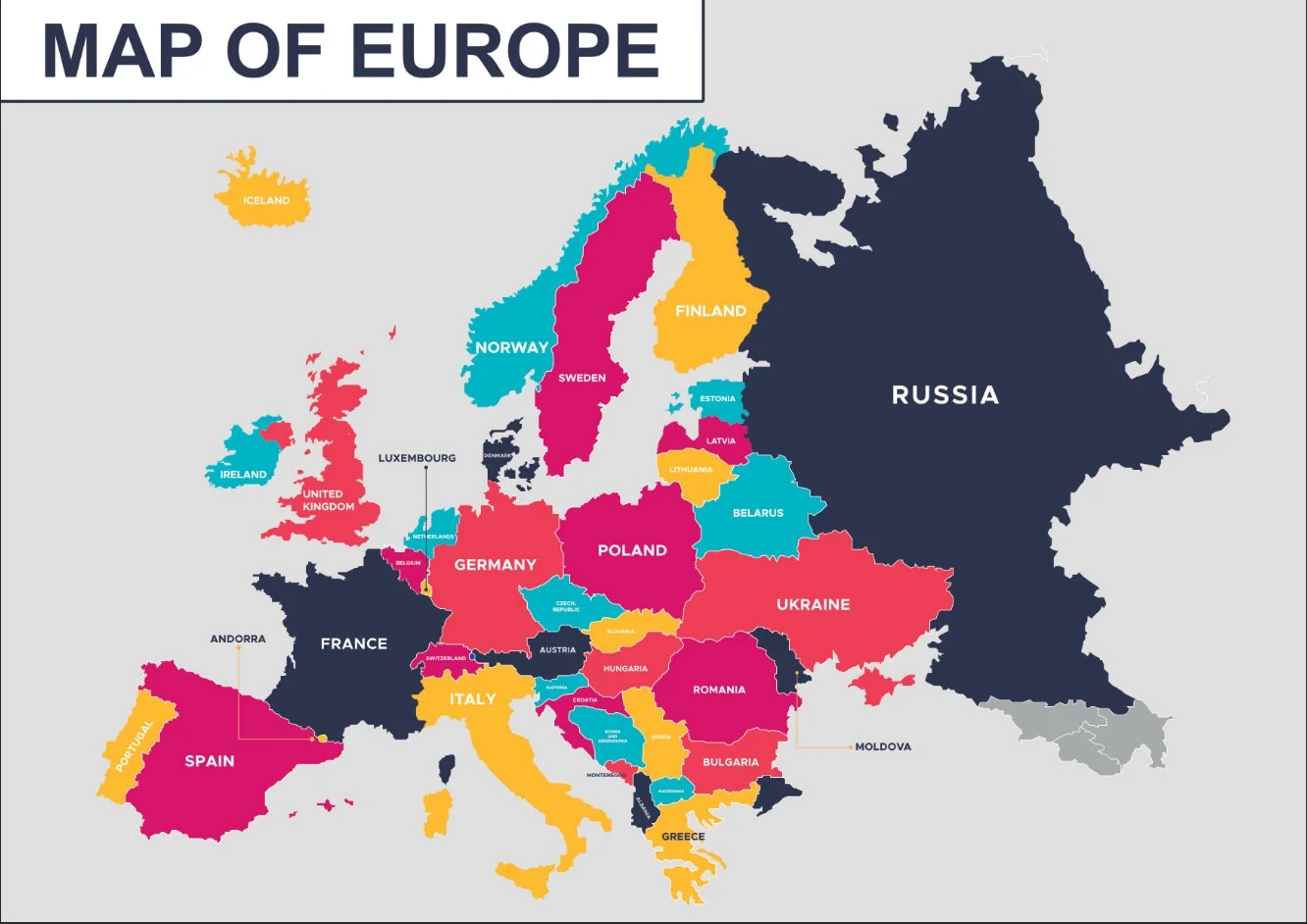 Europe Map Poster Educational Geography Countries Visual Chart Etsy