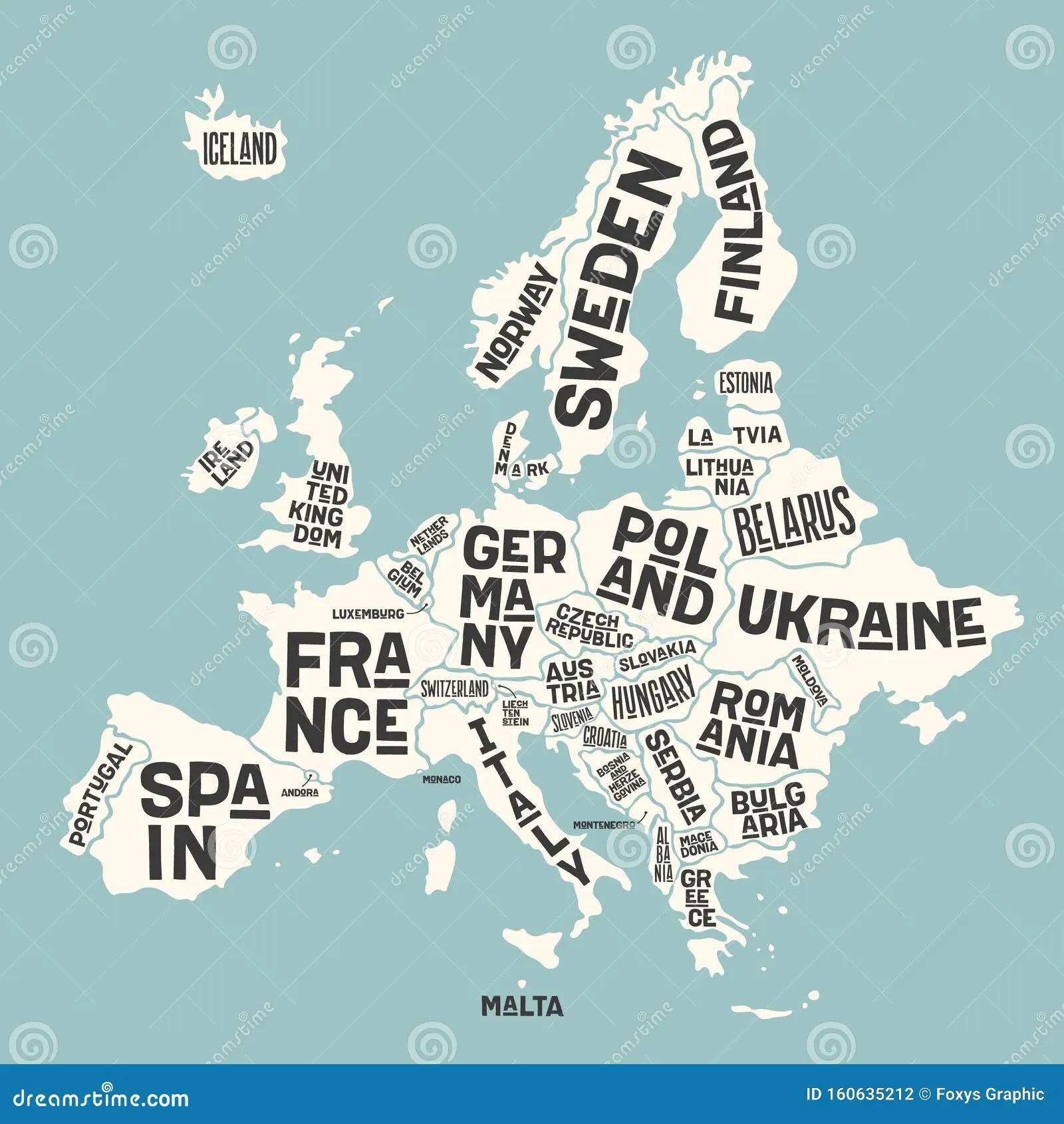 Europe Map Poster Map Of The Europe With Country Names Stock Vector Illustration Of Poland National 160635212