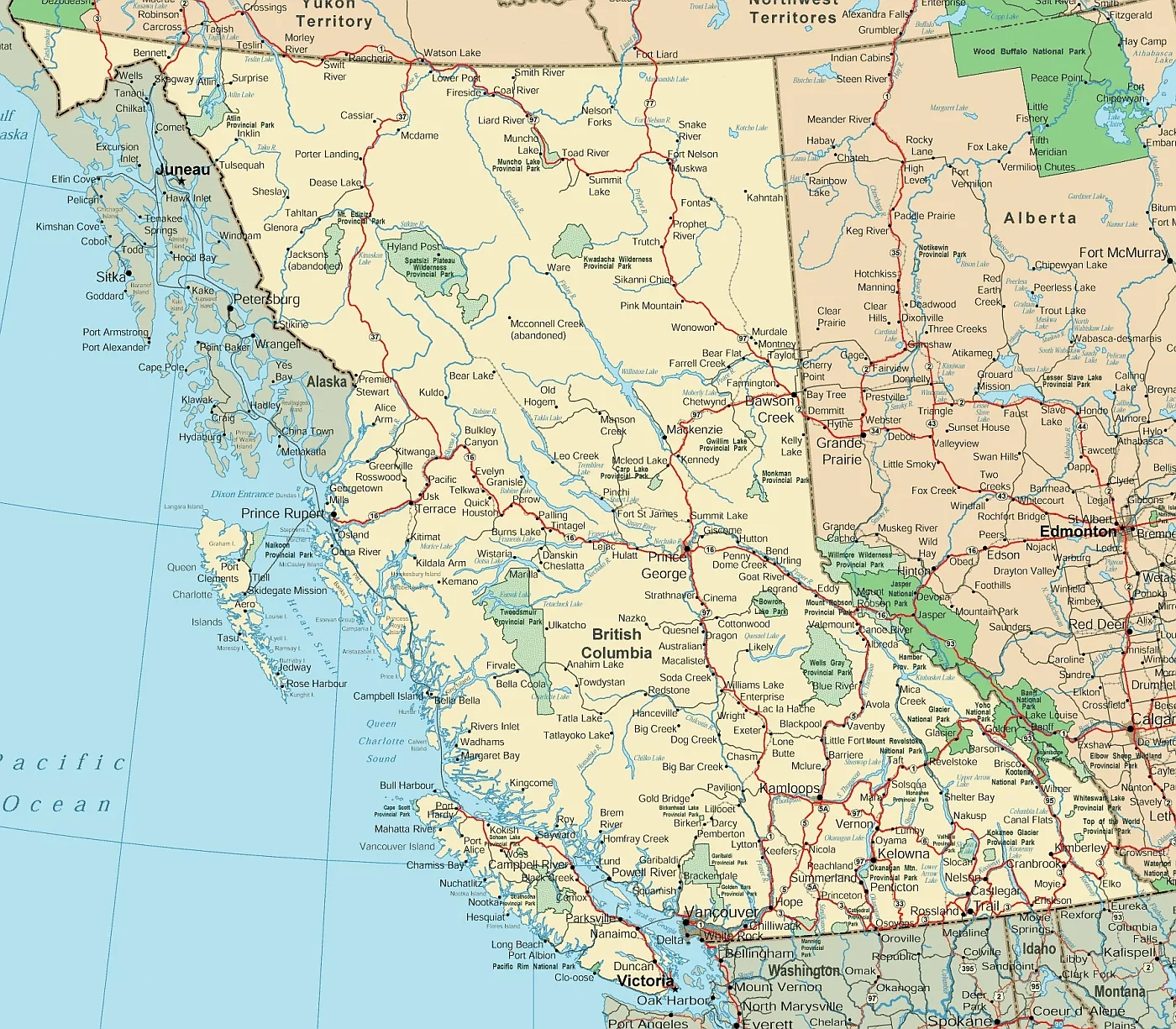 Explore British Columbia With This Comprehensive Map Of Highways And Parks Canada Maps