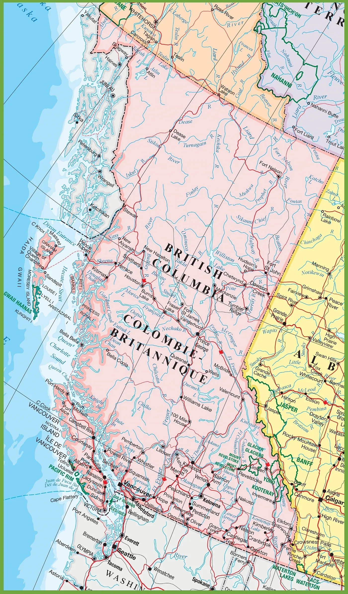 British Columbia Map Printable