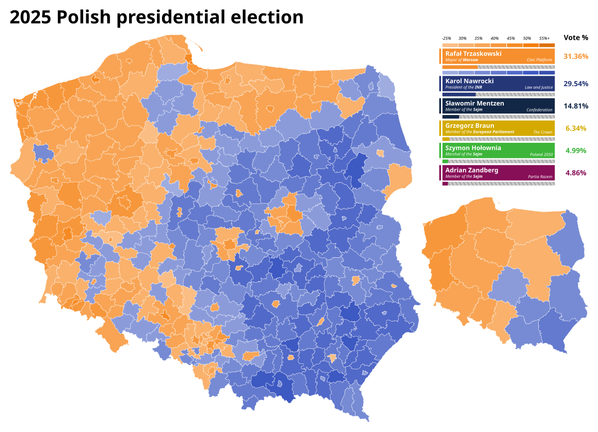 File 2025 Polish Presidential Election Map svg Wikimedia Commons