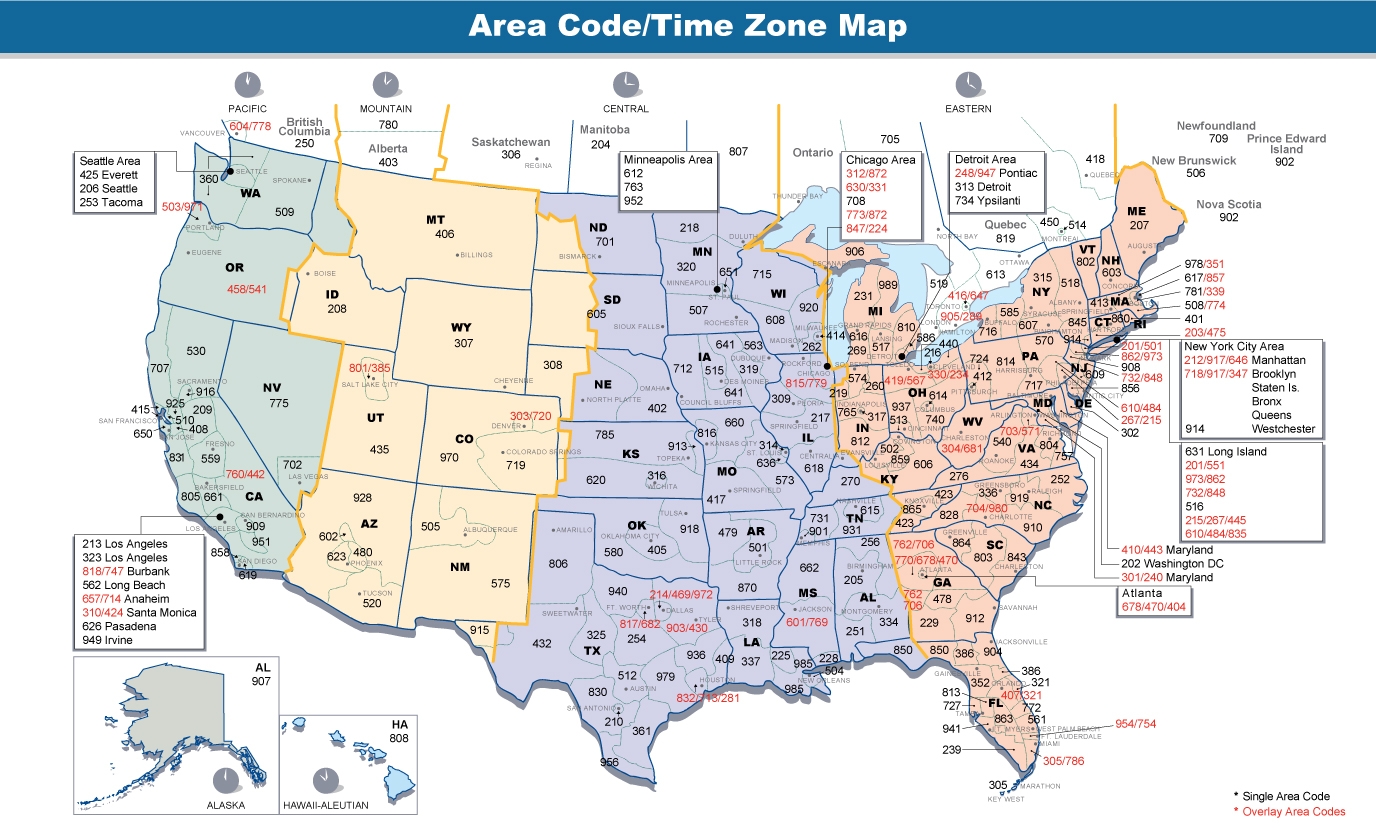 Area Code Map Printable