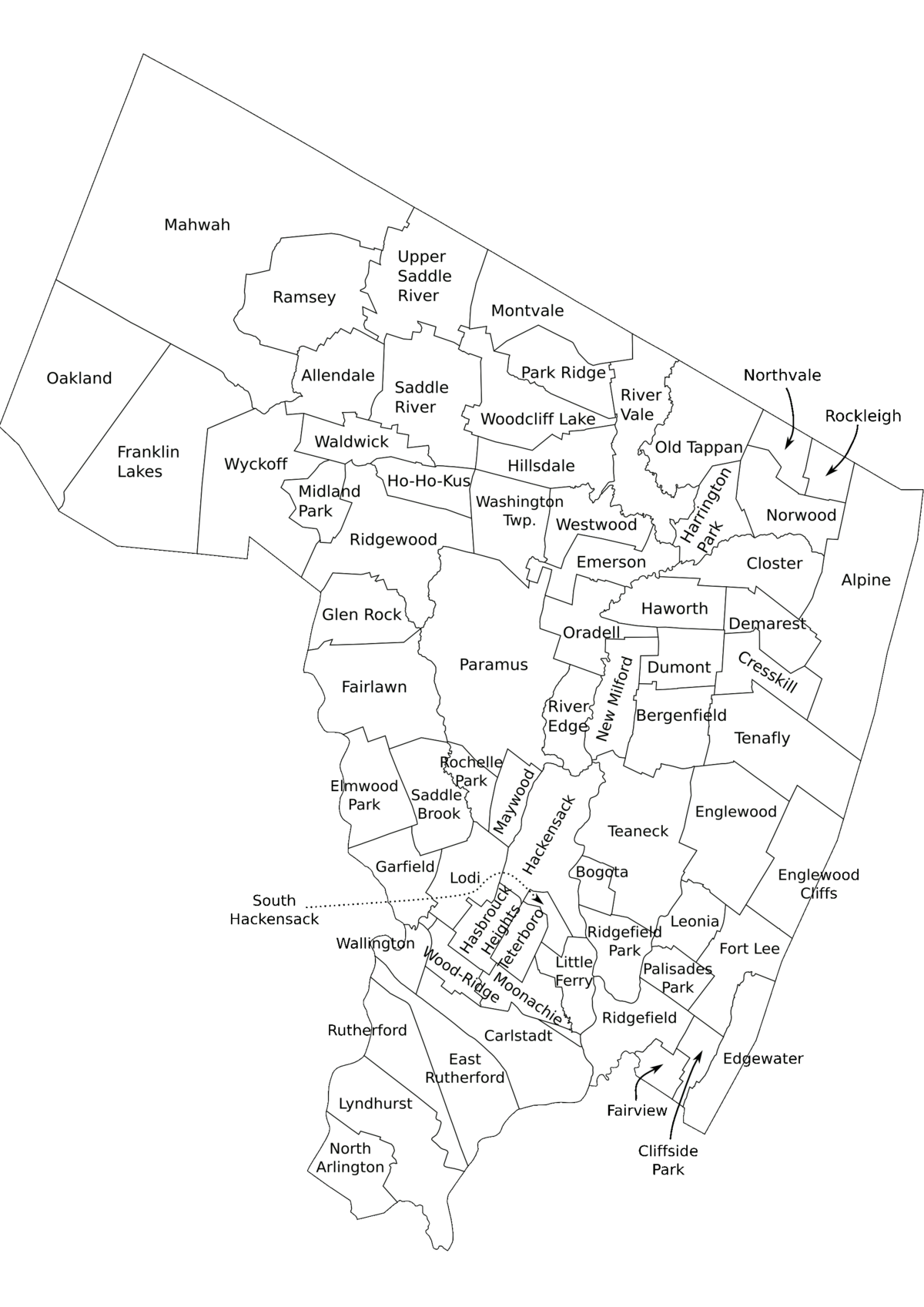 Bergen County Map Printable