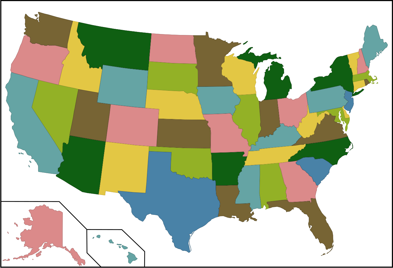 Map Of All 50 States Printable