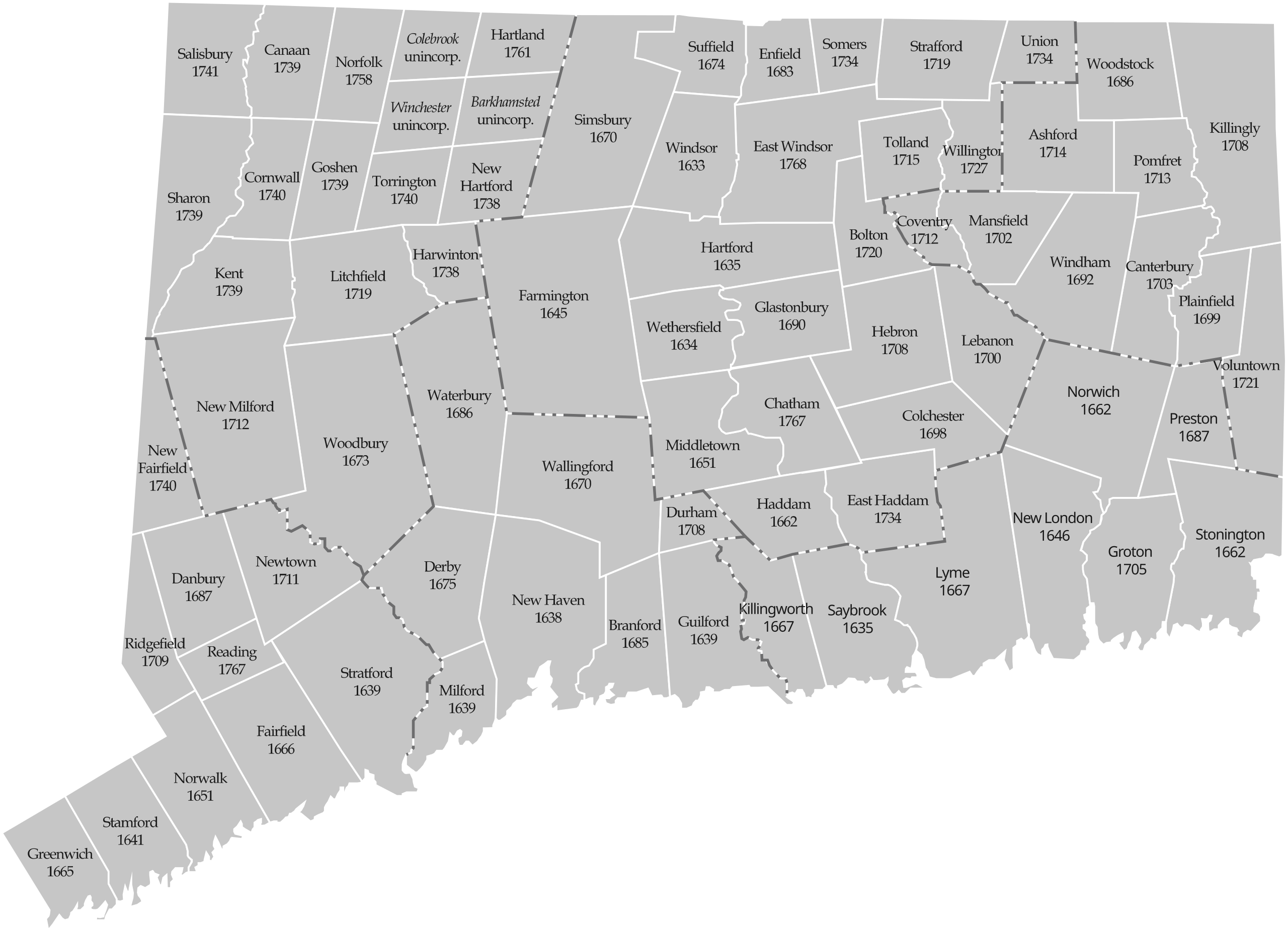 Printable Connecticut Town Map