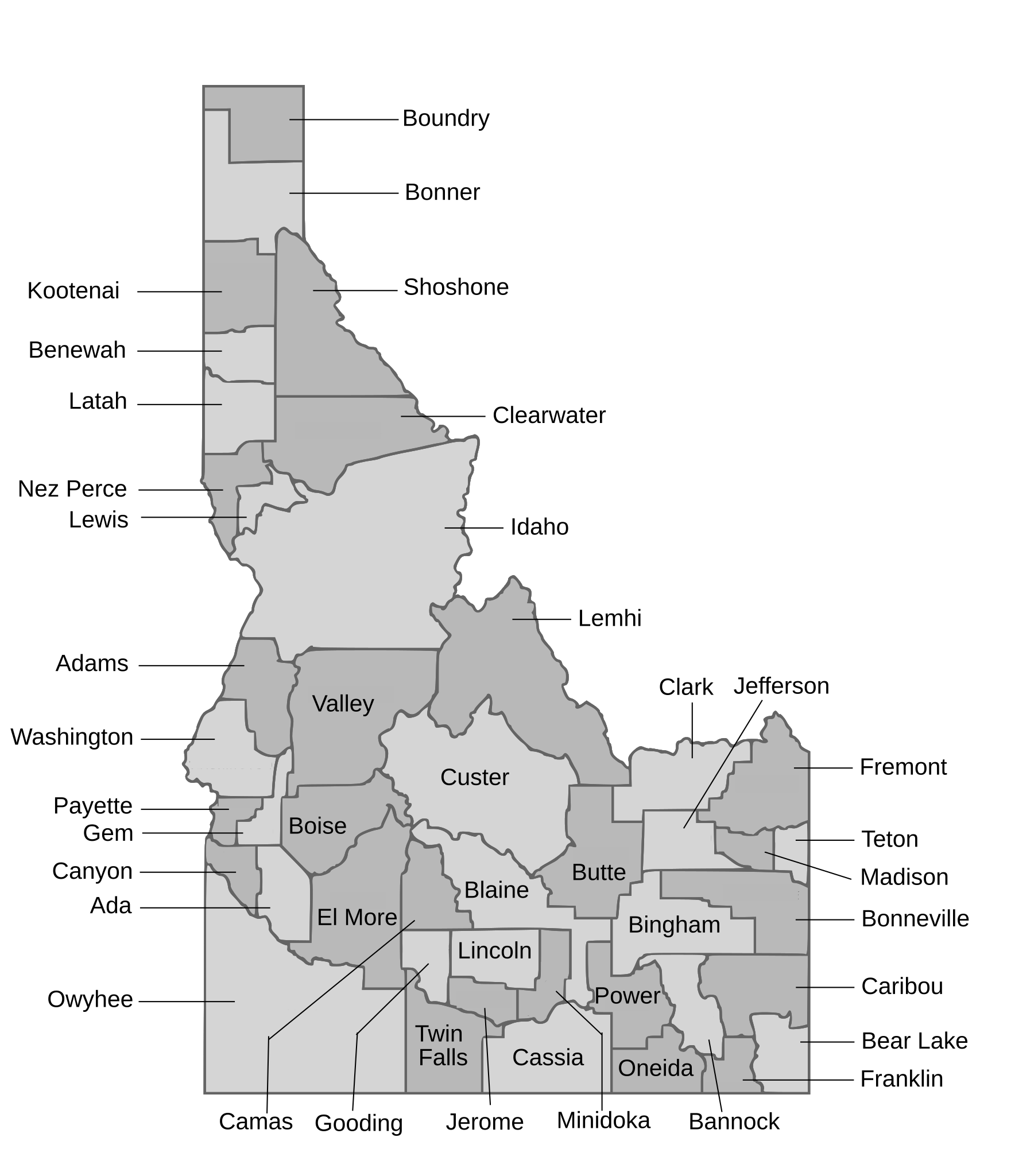 Idaho County Map Printable