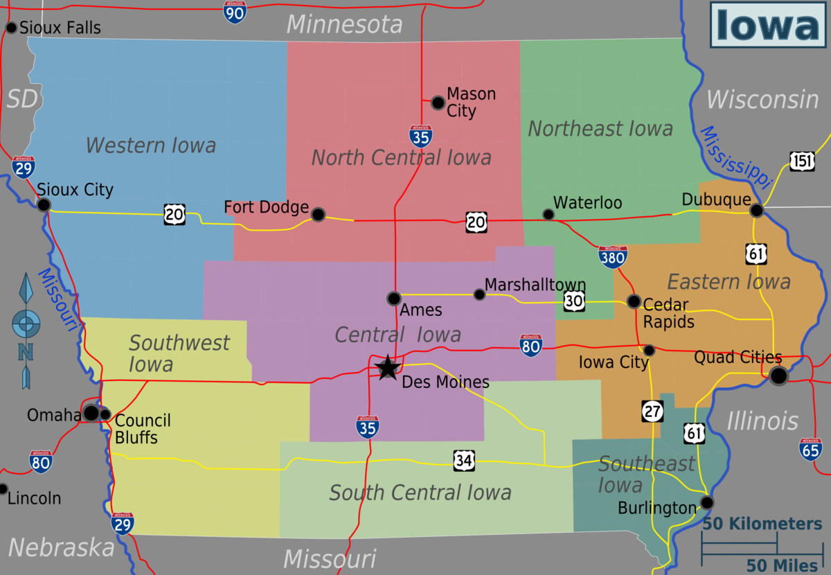Iowa State Map Printable