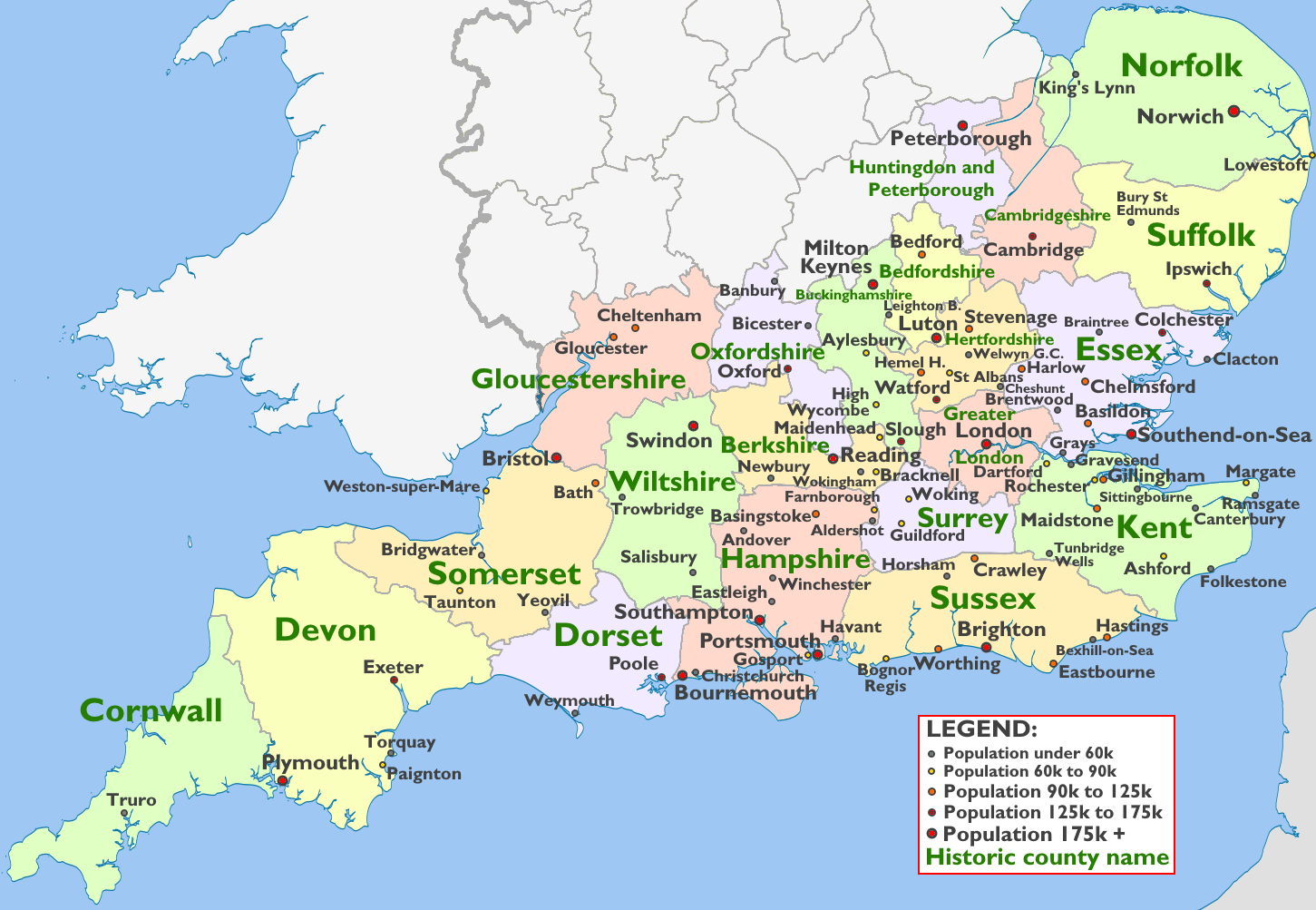 Free Printable Map Of Southern England