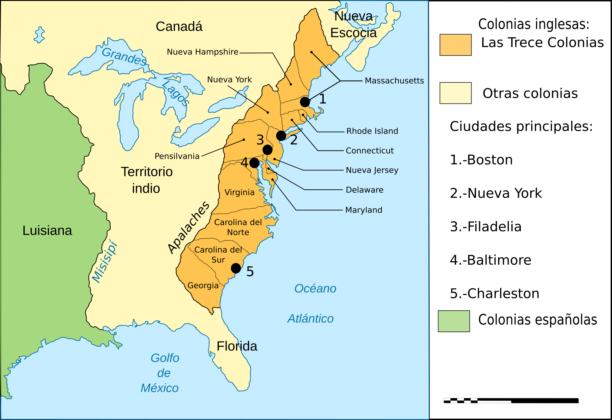 File Map Thirteen Colonies 1775 es svg Wikimedia Commons File Map Thirteen Colonies 1775 es svg Wikimedia Commons