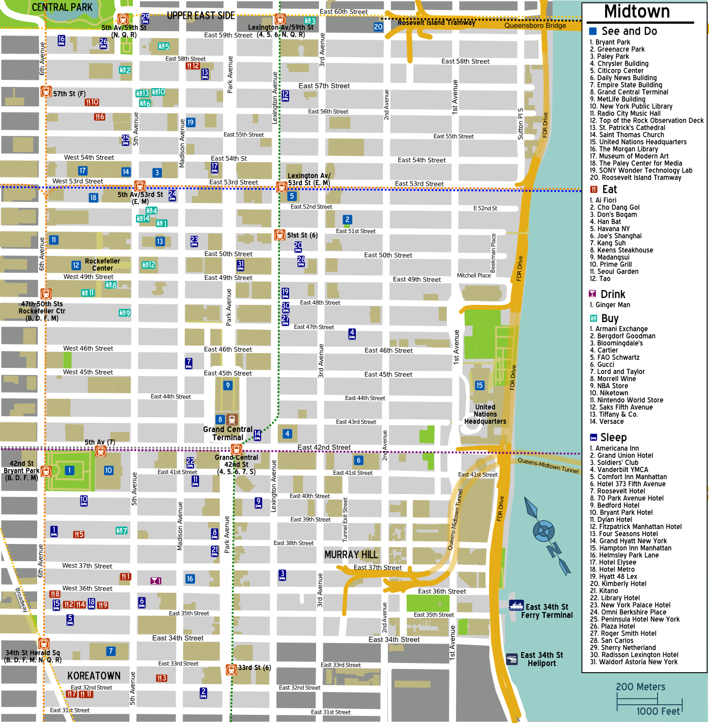 Free Printable Mid Town Nyc Map