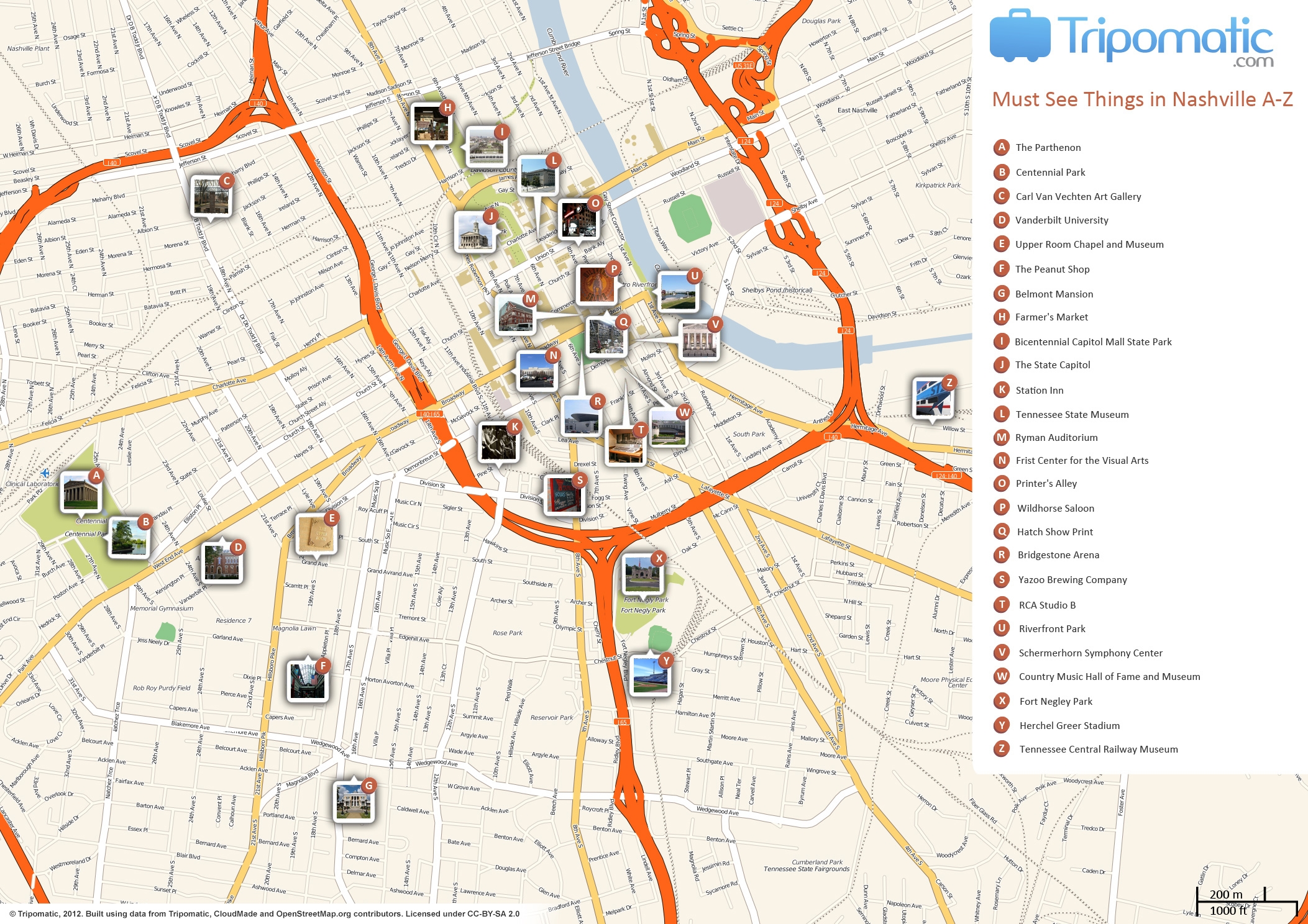 Nashville Street Map Printable