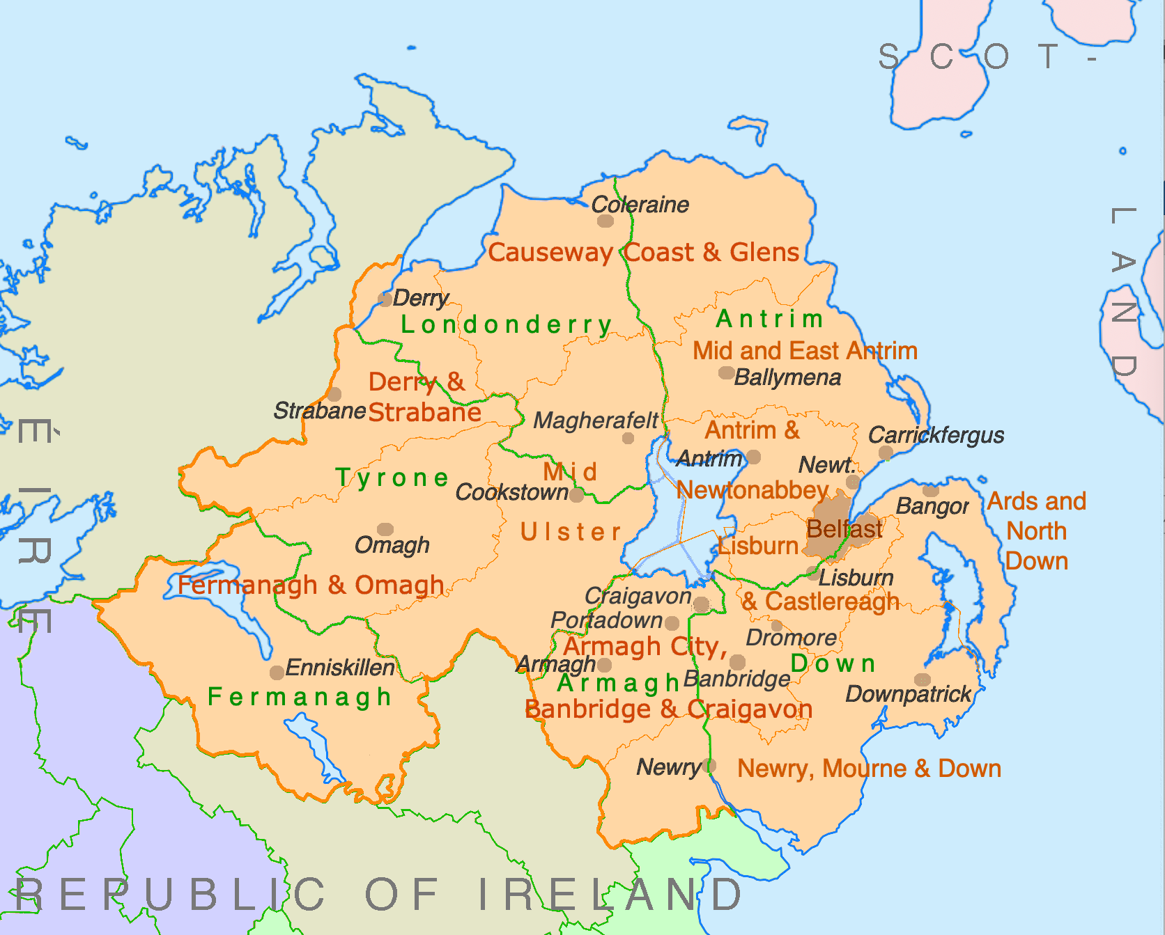 Full Size Printable Map Of Northern Ireland