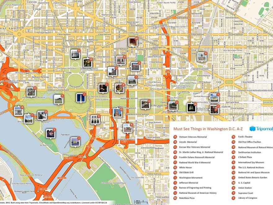 File Washington DC Printable Tourist Attractions Map jpg Wikimedia Commons
