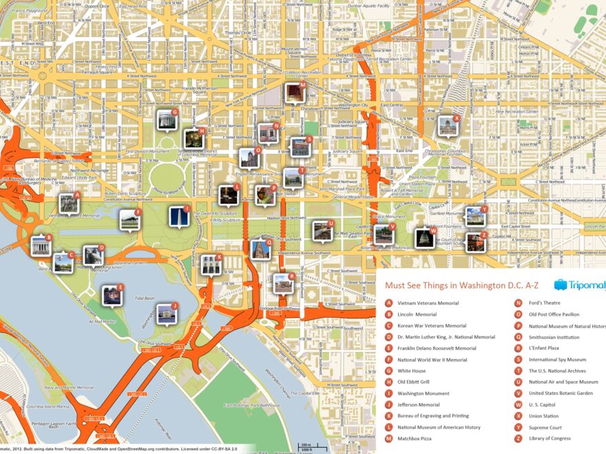 File Washington DC Printable Tourist Attractions Map jpg Wikimedia Commons