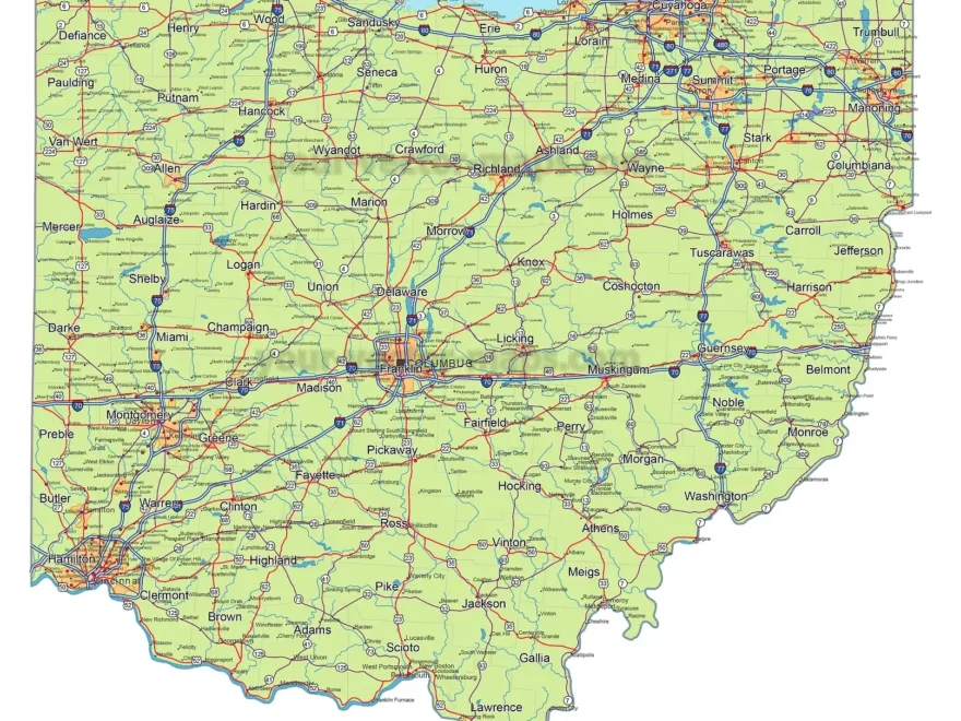Files Of Ohio State Vector Road Map Printable Vector Maps