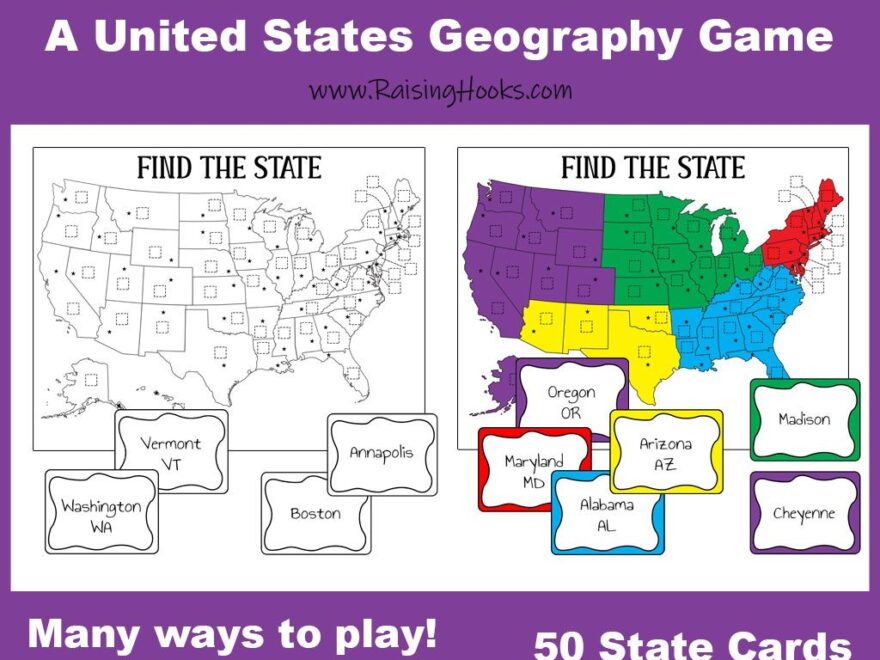 Find The State A US Geography Game With Capitals Raising Hooks