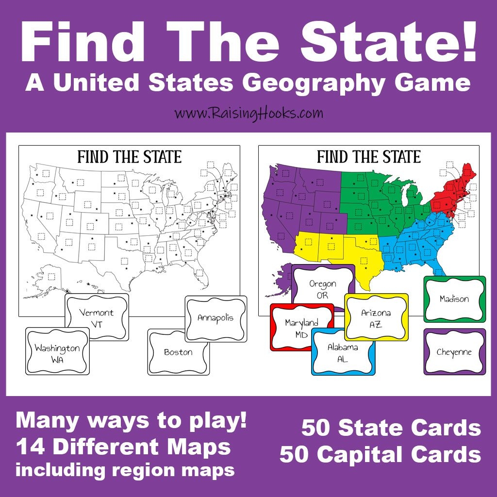 Find The State A US Geography Game With Capitals Raising Hooks Find The State A US Geography Game With Capitals Raising Hooks