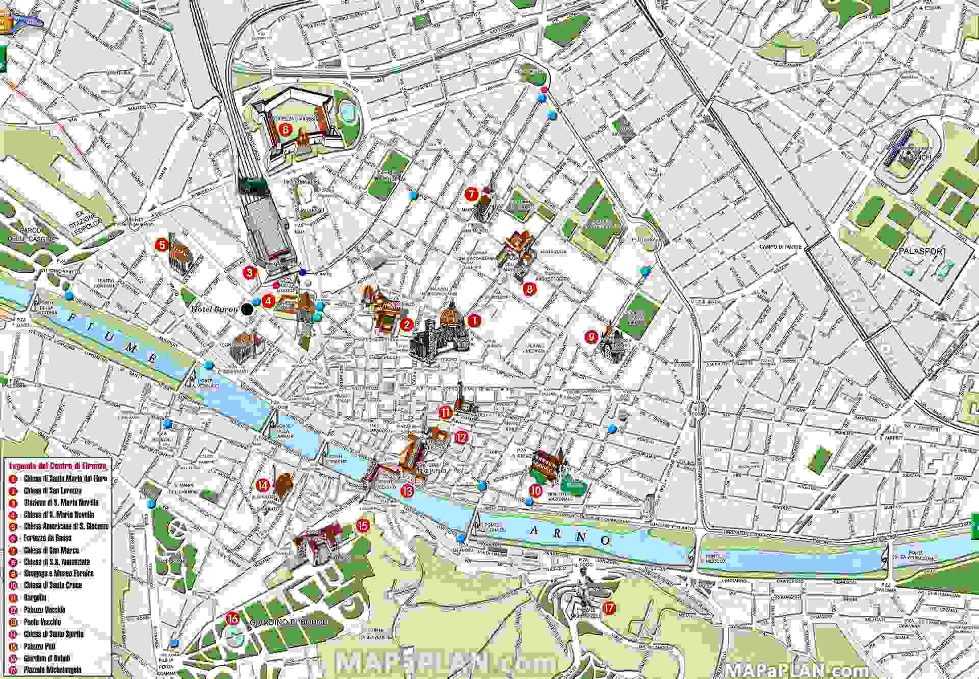 Florence Free City Map Old City Must do Sights Main Landmarks Great Spots Most Popular Locations Including Santa Maria Del Fiore