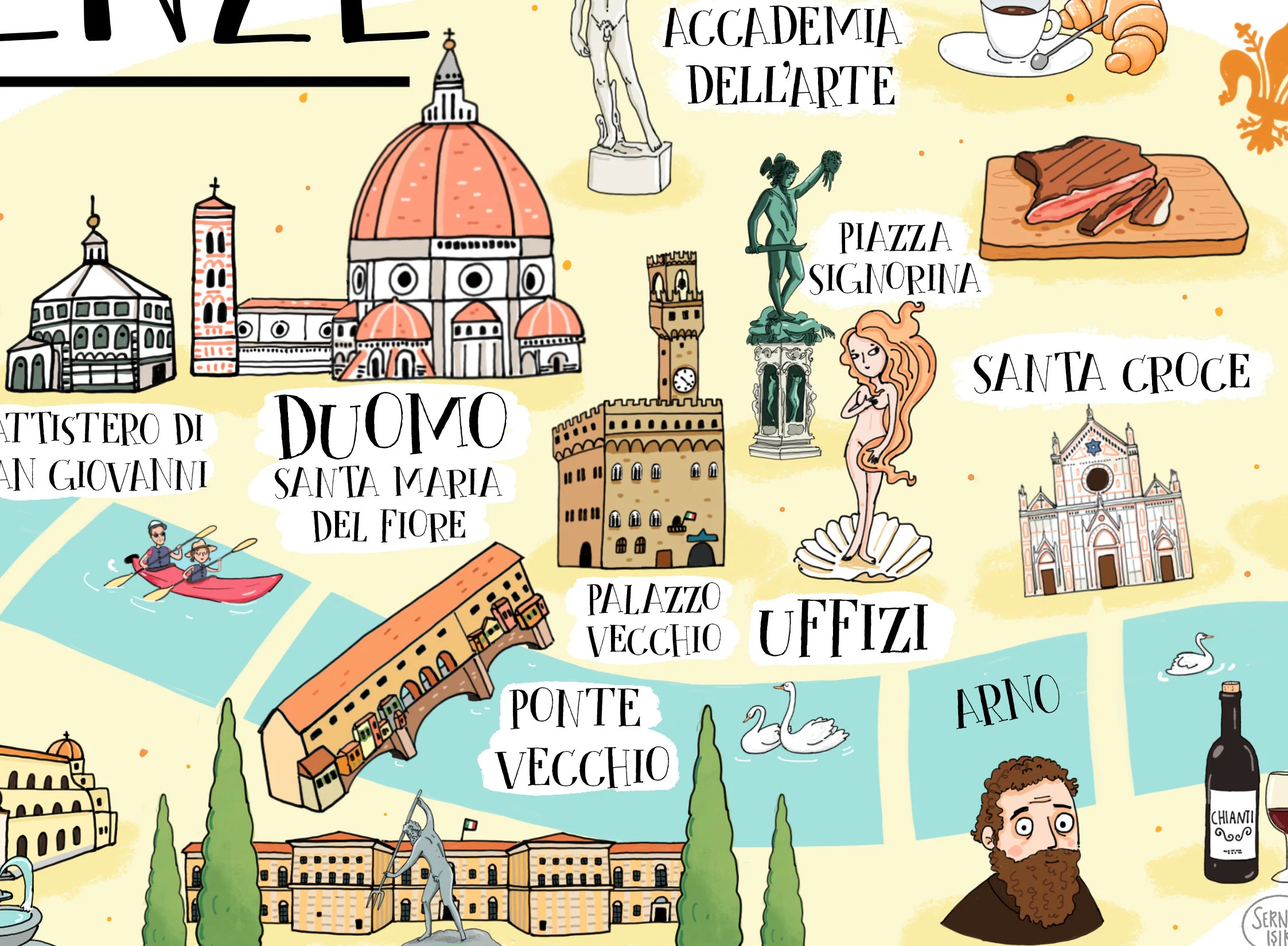 Florence Illustrated Map Etsy