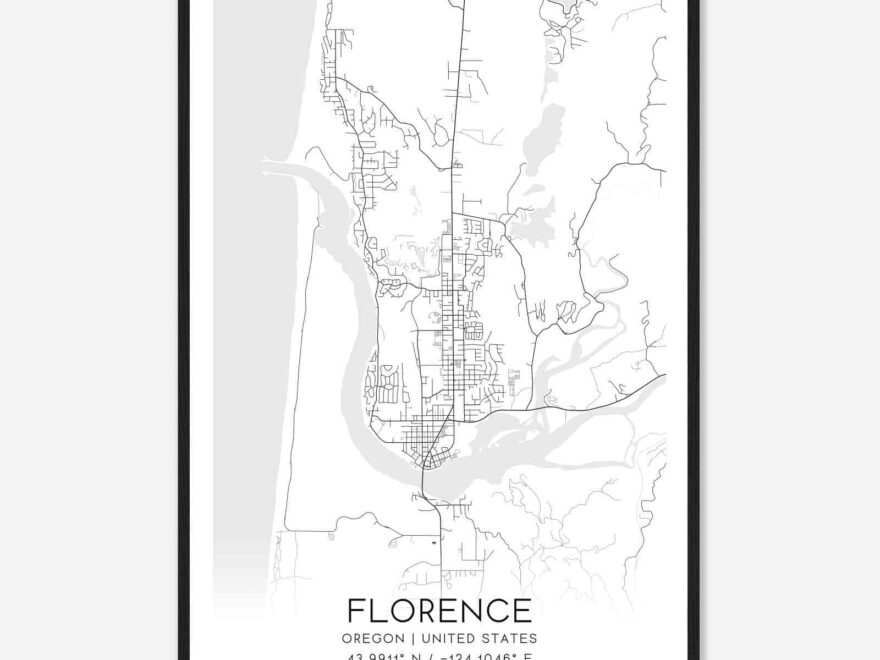 Florence Oregon Map Poster Modern Home Decor Wall Art Print Custom Maps Posters