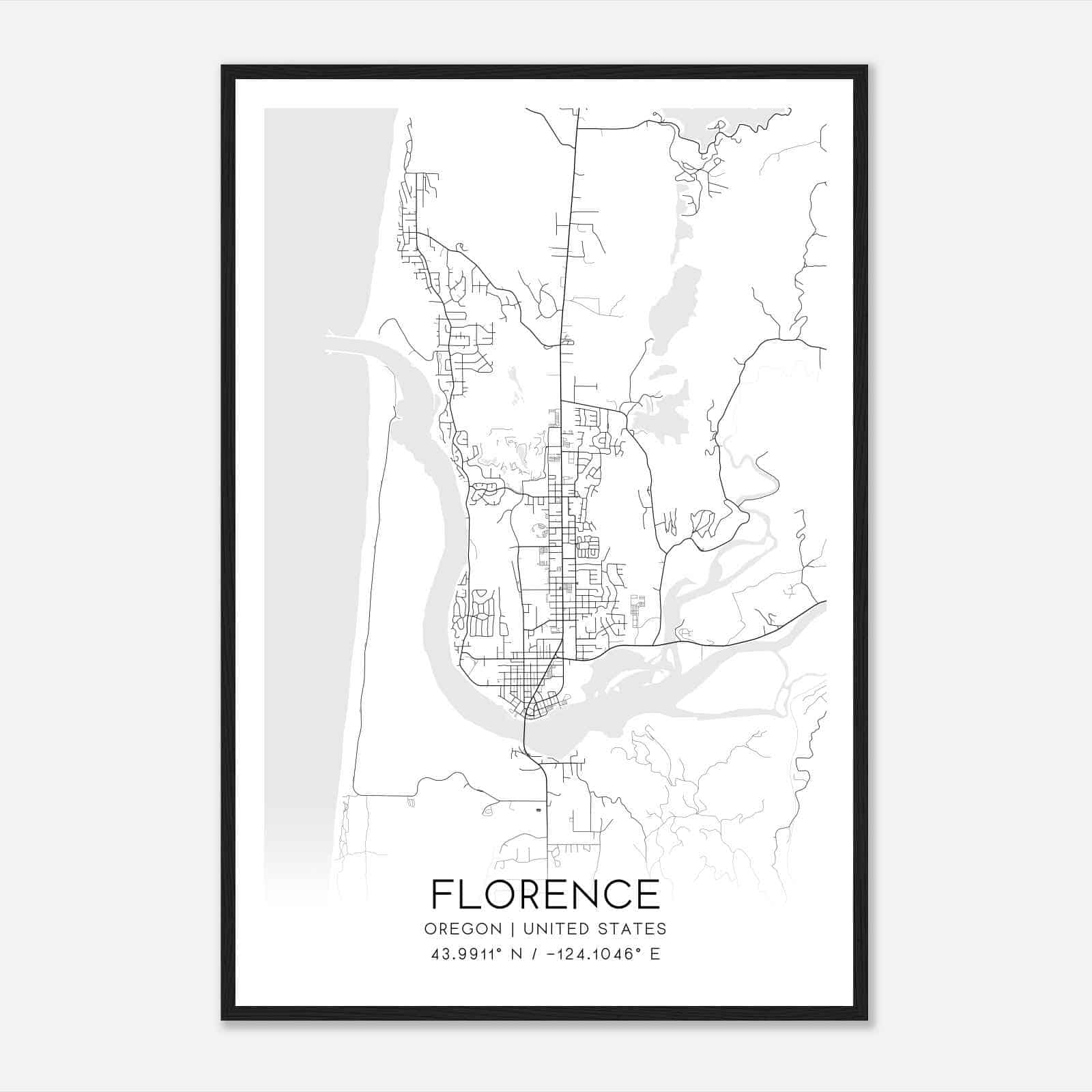 Florence Oregon Map Poster Modern Home Decor Wall Art Print Custom Maps Posters