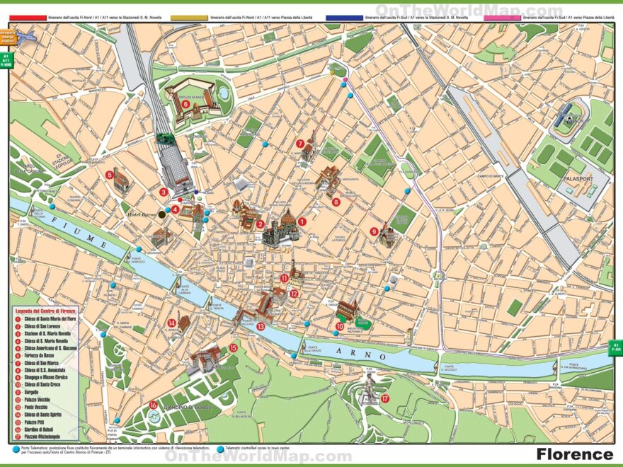 Florence Sightseeing Map Ontheworldmap