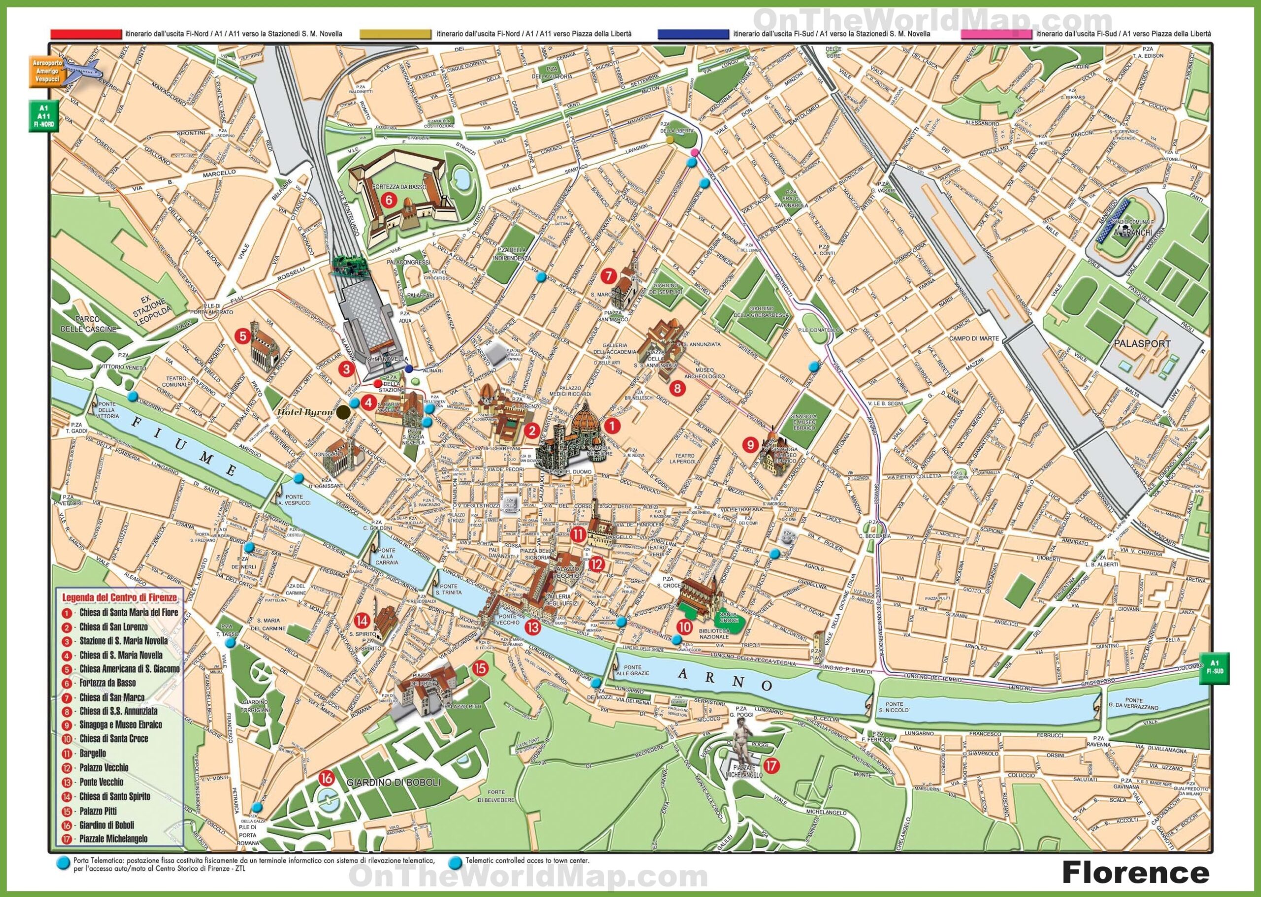 Florence Sightseeing Map Ontheworldmap