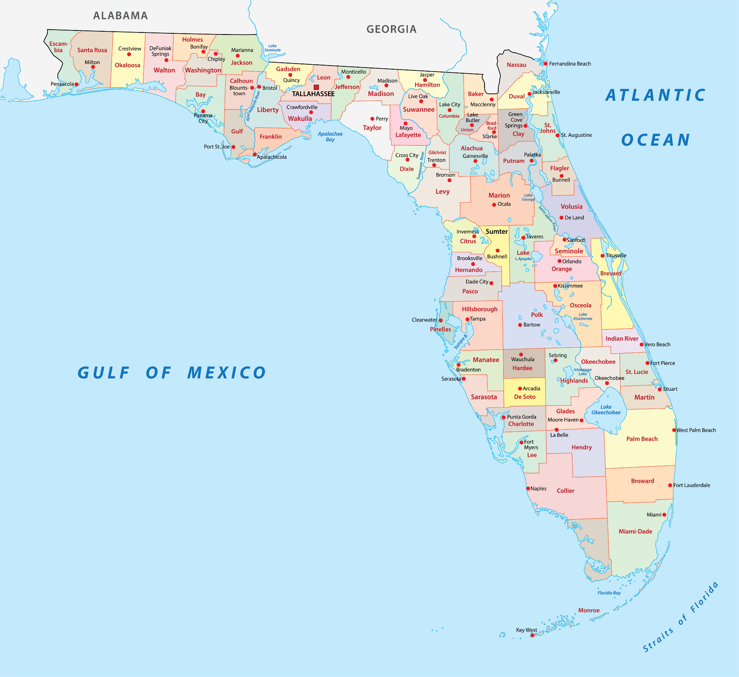 Printable County Map Of Florida