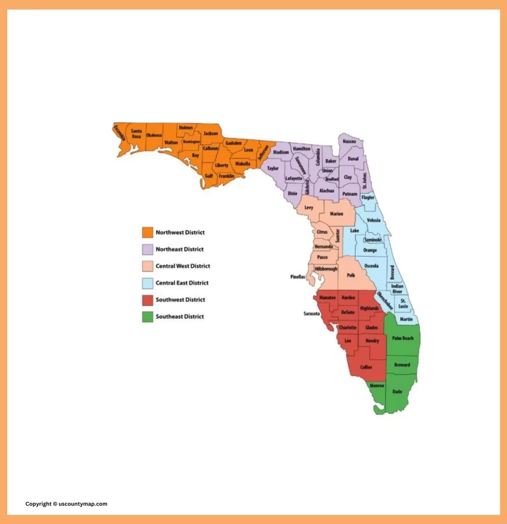 Map Of Florida Counties Free Printable