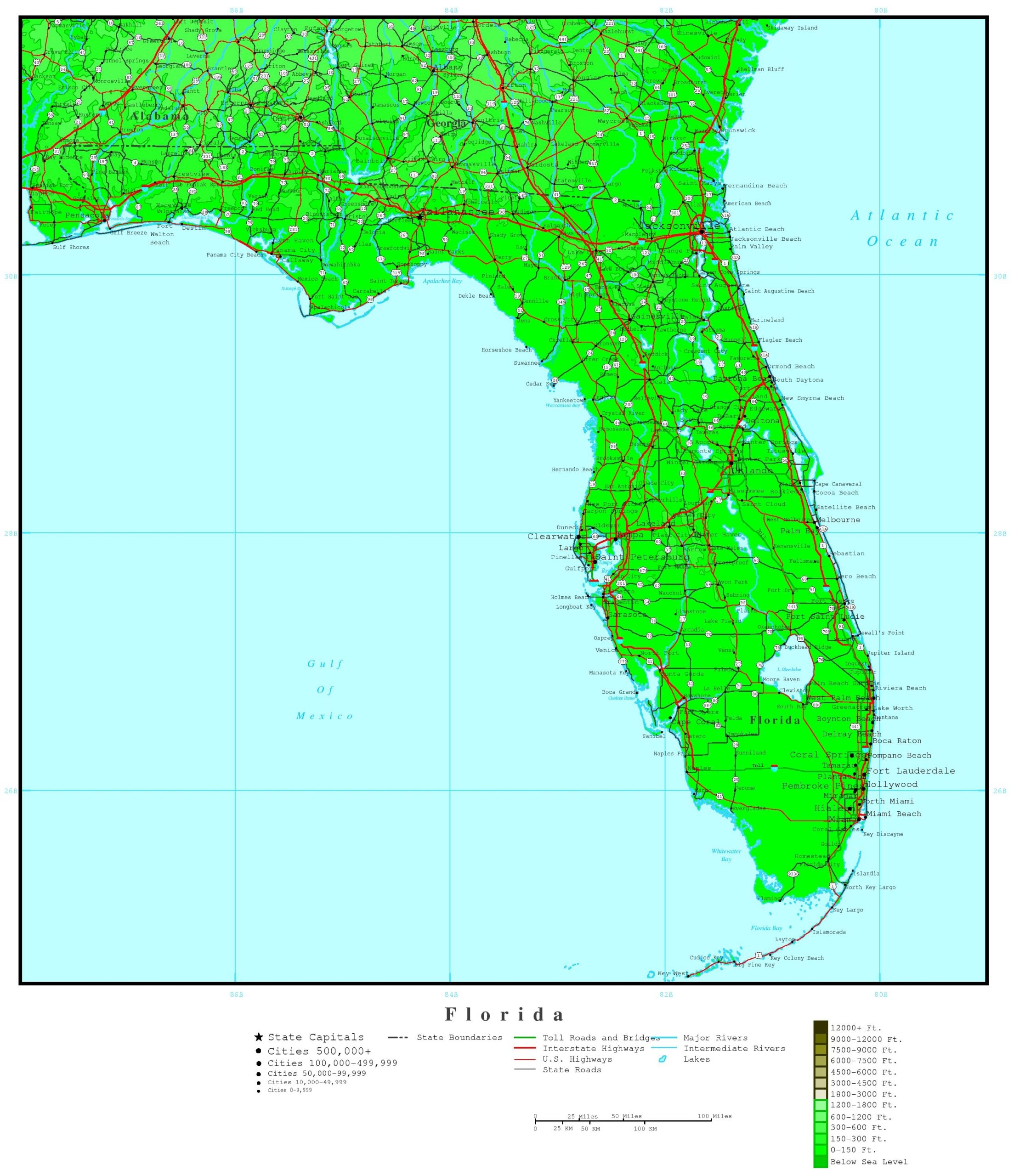 Florida Elevation Map Florida Elevation Map
