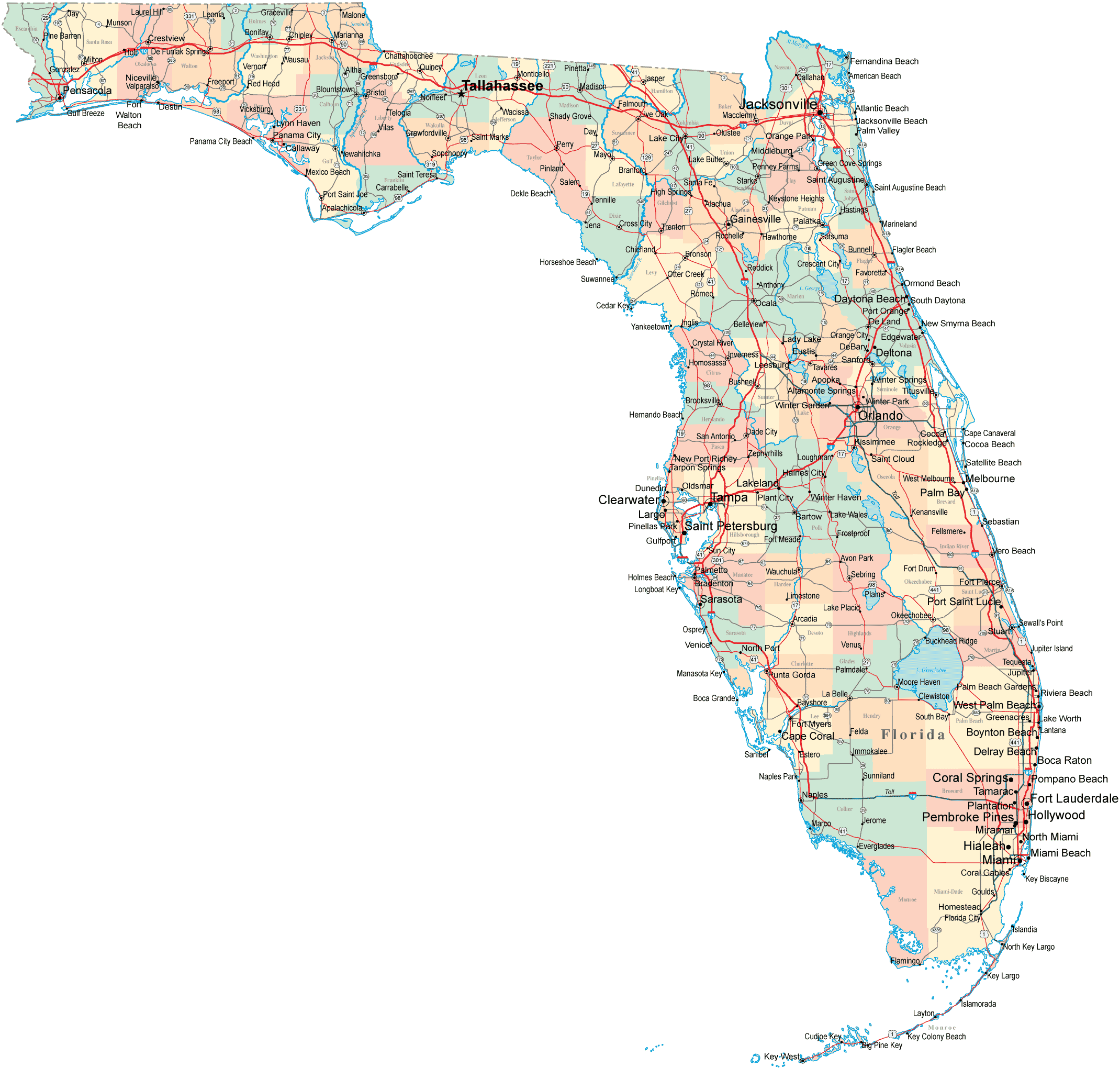 Florida Road Map FL Road Map Florida Highway Map
