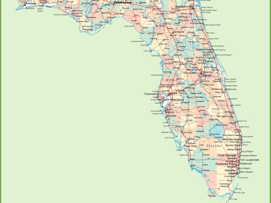 Florida Road Map With Cities And Towns Ontheworldmap